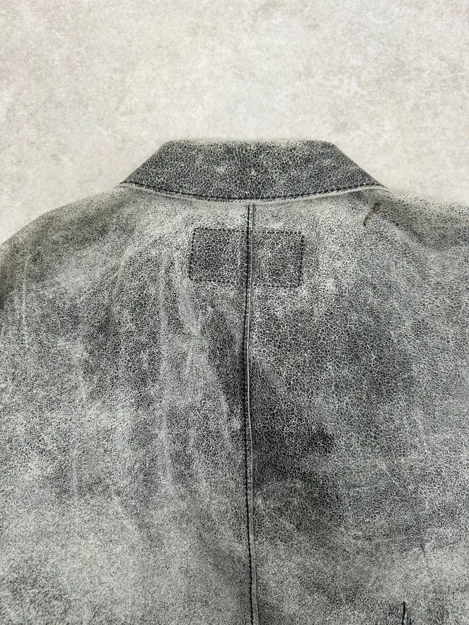 Dolce & Gabbana 1990s Dolce & Gabbana Grey Eroded Grained Leather Jacket Size US M / EU 48-50 / 2 - 7 Thumbnail