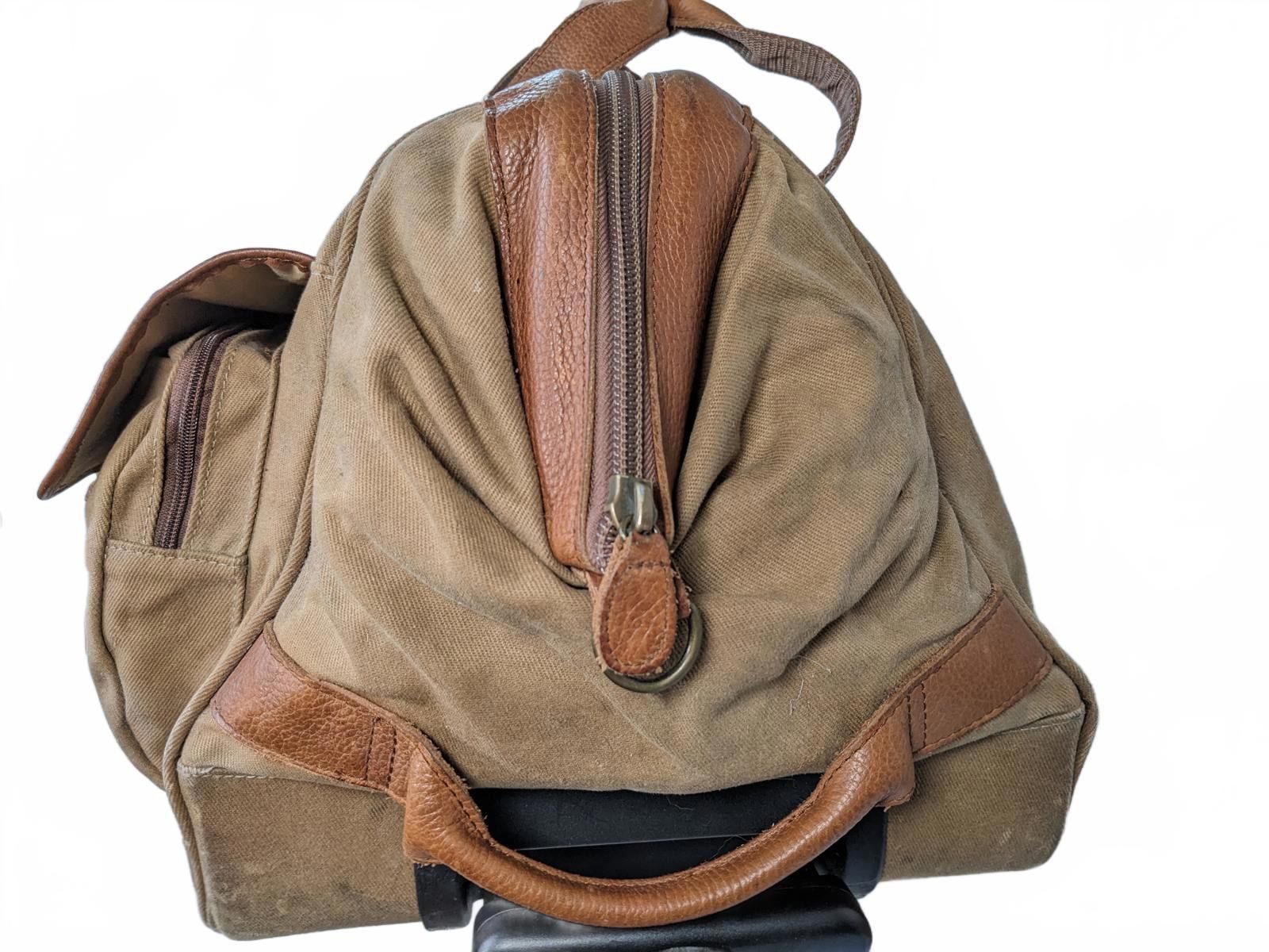 L.L. Bean L.L.Bean Rolling Duffel Bag Brown Canvas 1990 Carry-on China Size ONE SIZE - 7 Thumbnail