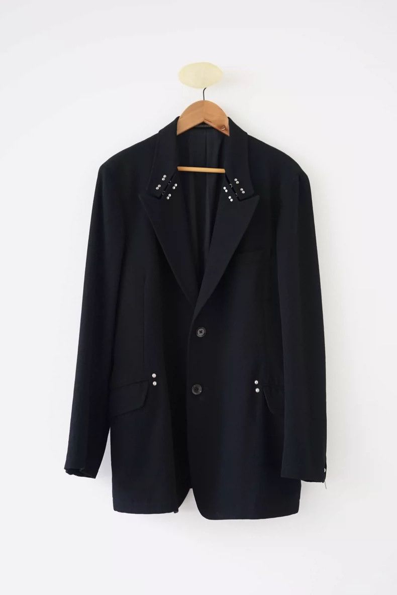 Yohji Yamamoto Yohji Yamamoto size 2 05aw zipper studded leather collar bl Size 36R - 1 Thumbnail