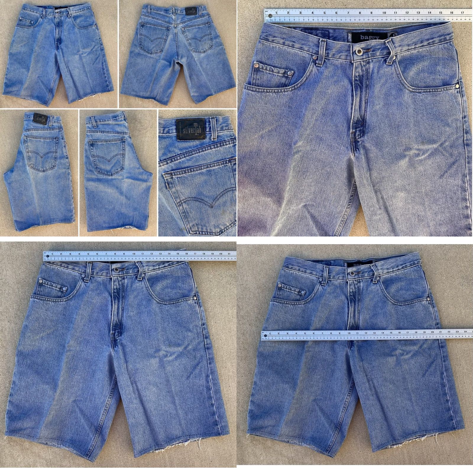 Levi's VINTAGE Levi's SilverTab Baggy Denim Shorts 33 Waist 34 Inseam 12 Hemmed Jorts Blue Mens Denim Shorts Modern/Travel Casual Classic Size US 33 - 10 Thumbnail