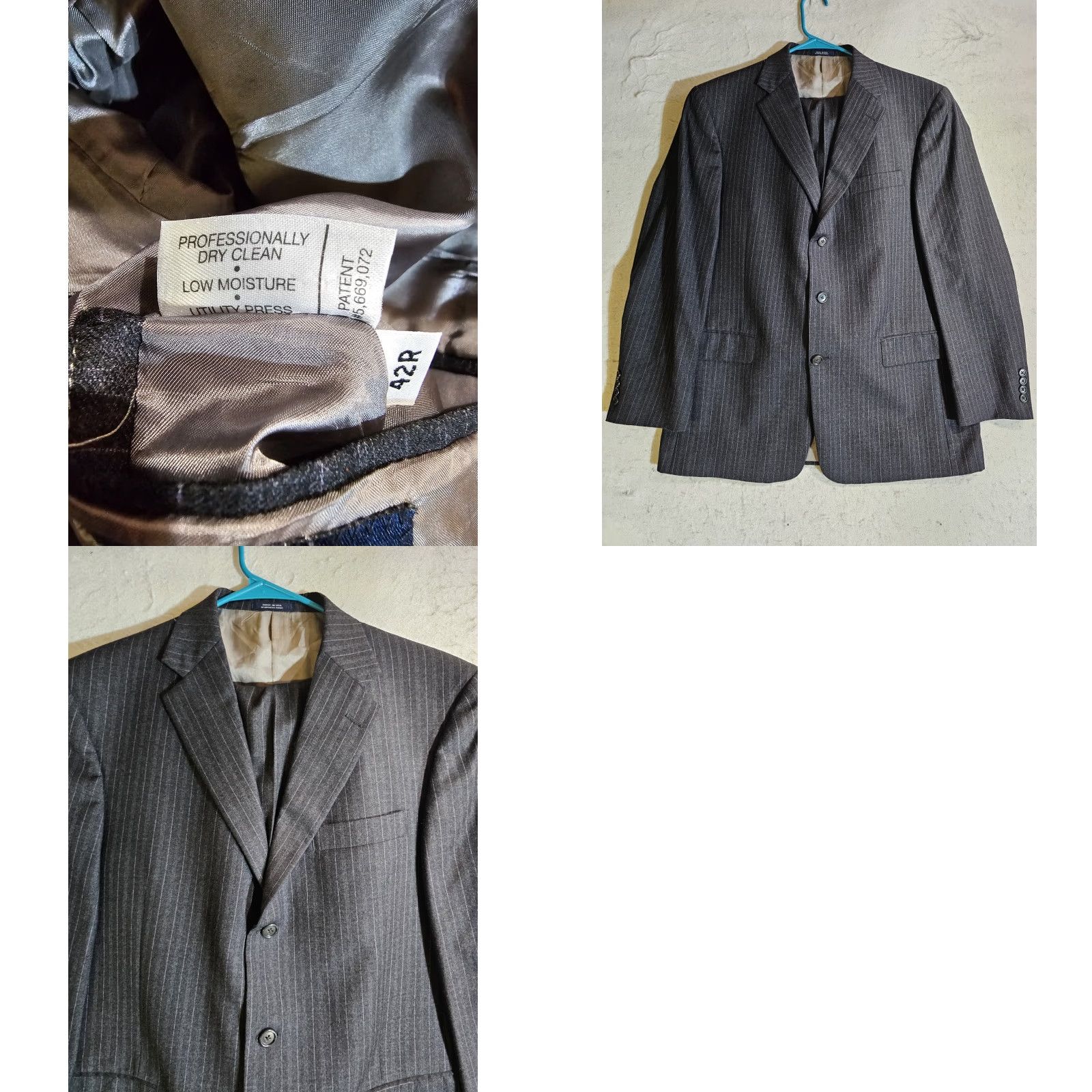 Hart Schaffner Marx VINTAGE Hart Schaffner Marx 1887 Collection Pin Striped 2 Pc Suit Sz 42 R 34x30 Charcoal Gray Wool Size 42R - 11 Thumbnail