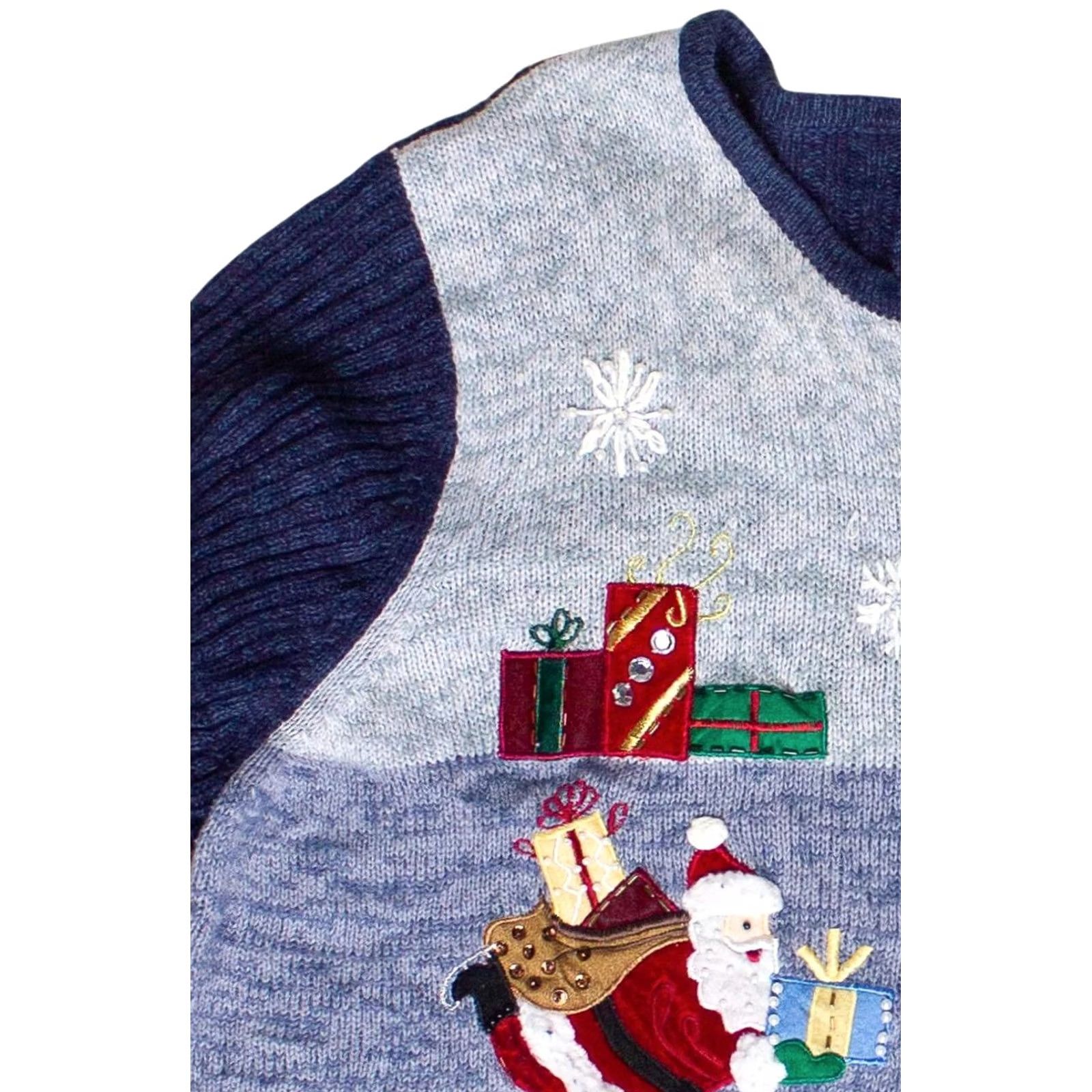 Vintage Vintage Tiara International Santa Delivering Presents Zip Up Ugly Christmas Sweater Women 2X Blue 2000s Cardigan Christmas Men/Women Size ONE SIZE - 3 Thumbnail