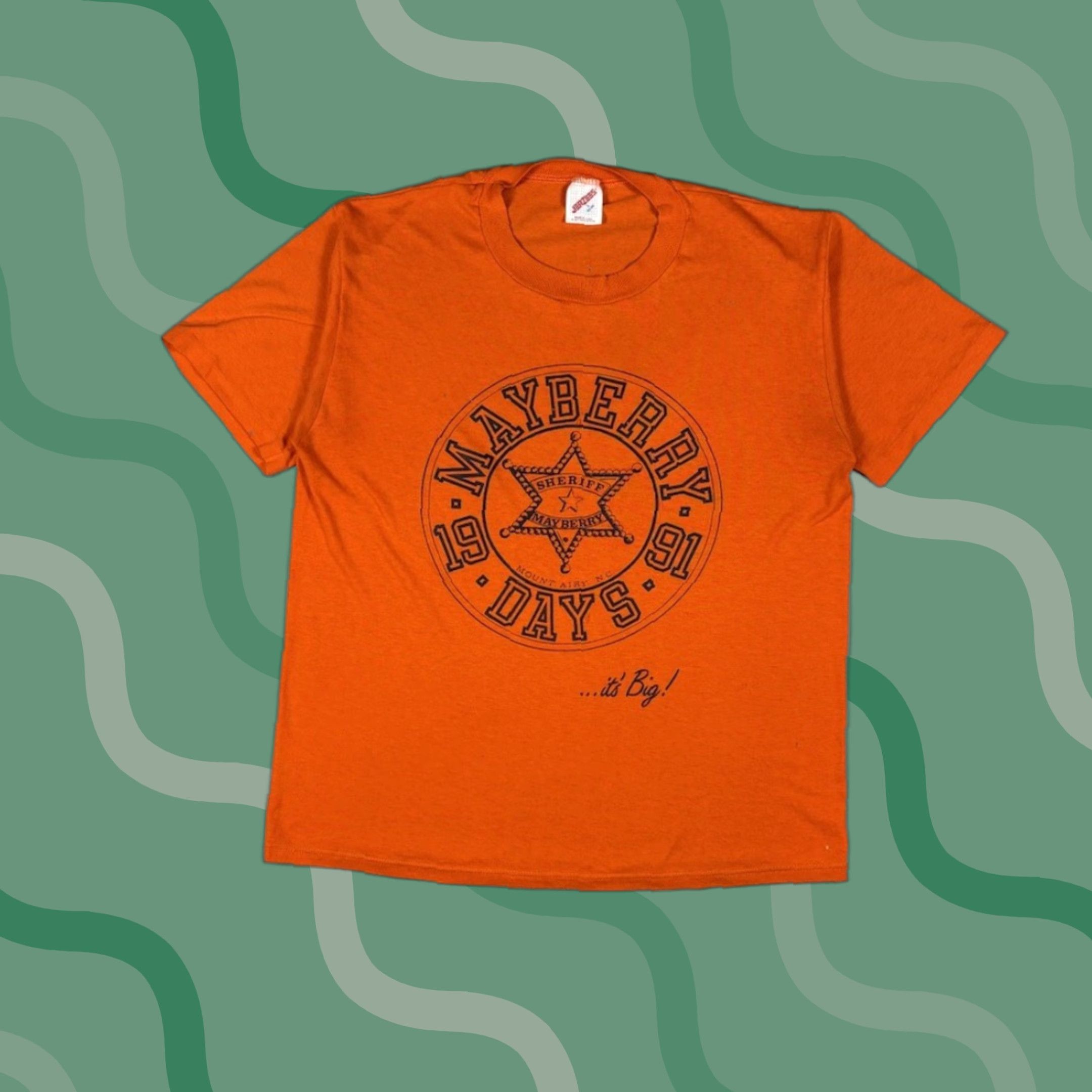 Jerzees VINTAGE 90s Sherif Police Graphic T-Shirt L Jerzees Men Captain America Ghost Stitch Orange Crew Neck Short Sleeve Cotton Size US L / EU 52-54 / 3 - 1 Thumbnail