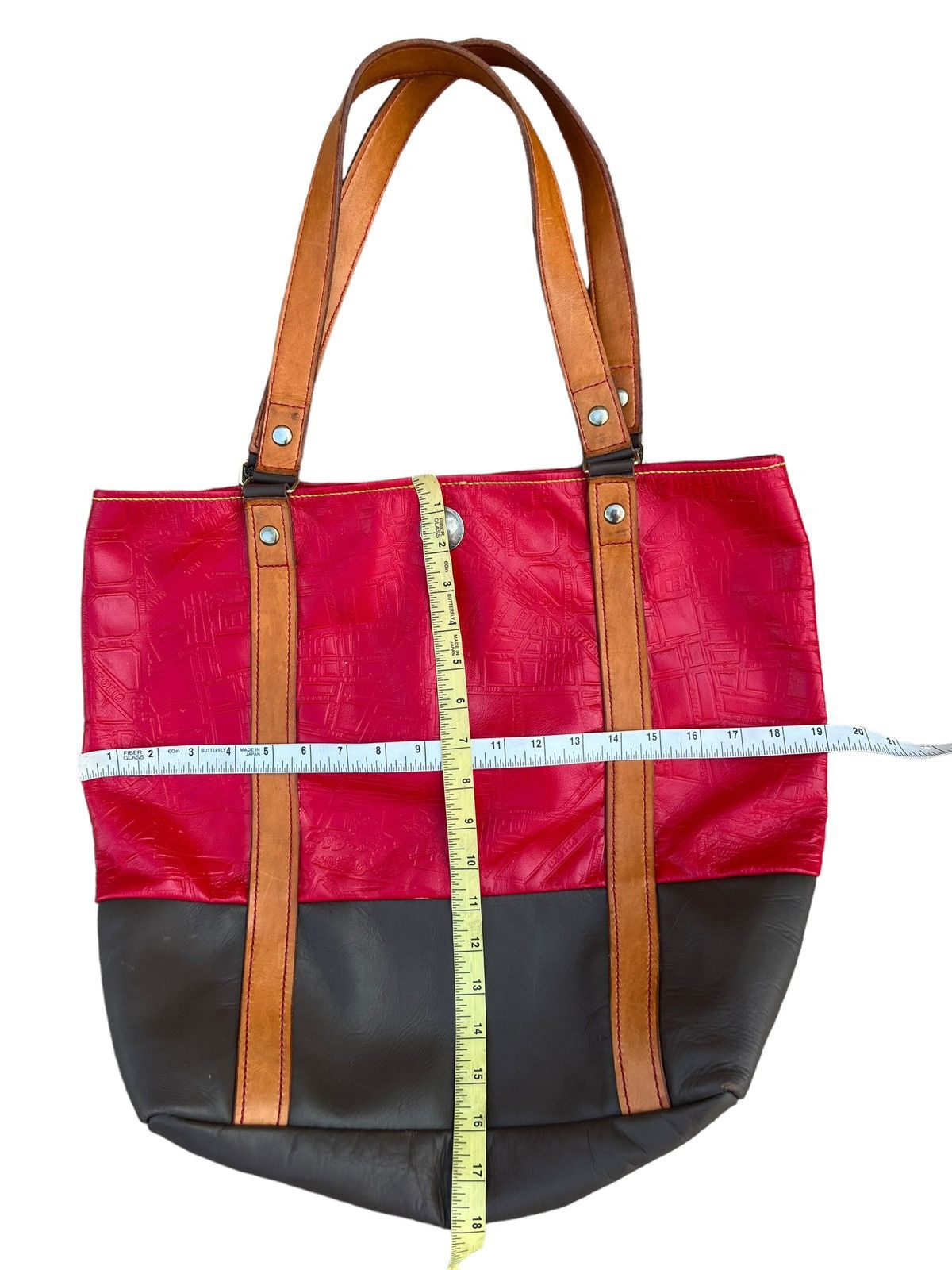 Leather Map Embossed Leather Tote Bag Unknown Japanese Brand Vintage Size ONE SIZE - 24 Thumbnail