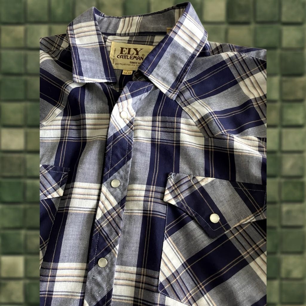 Vintage VINTAGE Ely Cattleman Button-Up Shirt XL Western Plaid Blue Pearl Snap/Buttons Pocket Mens XL Size US XL / EU 56 / 4 - 1 Thumbnail