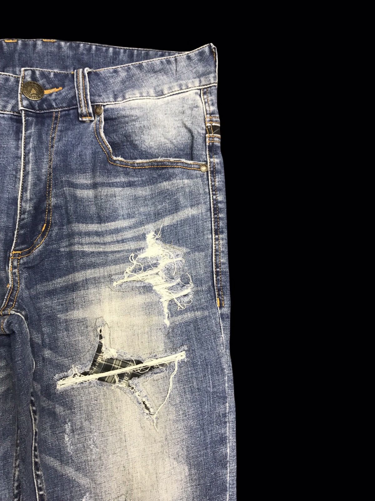 Japanese Brand 💥DENIM ART💥MCD Heavy Distressed Punk Stonewash Denim F142 Size US 33 - 3 Thumbnail