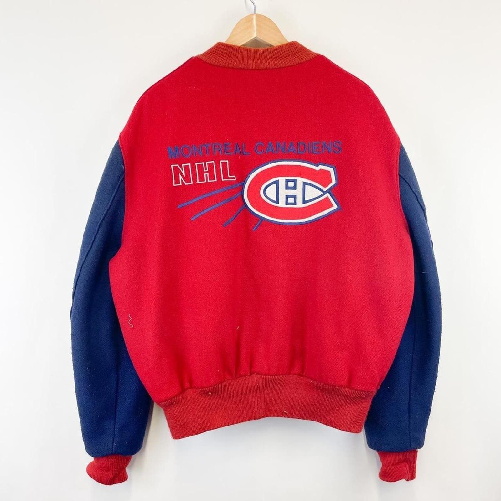 image of Delong Vintage 90's Montreal Canadiens Varsity Jacket Mens XL in Red