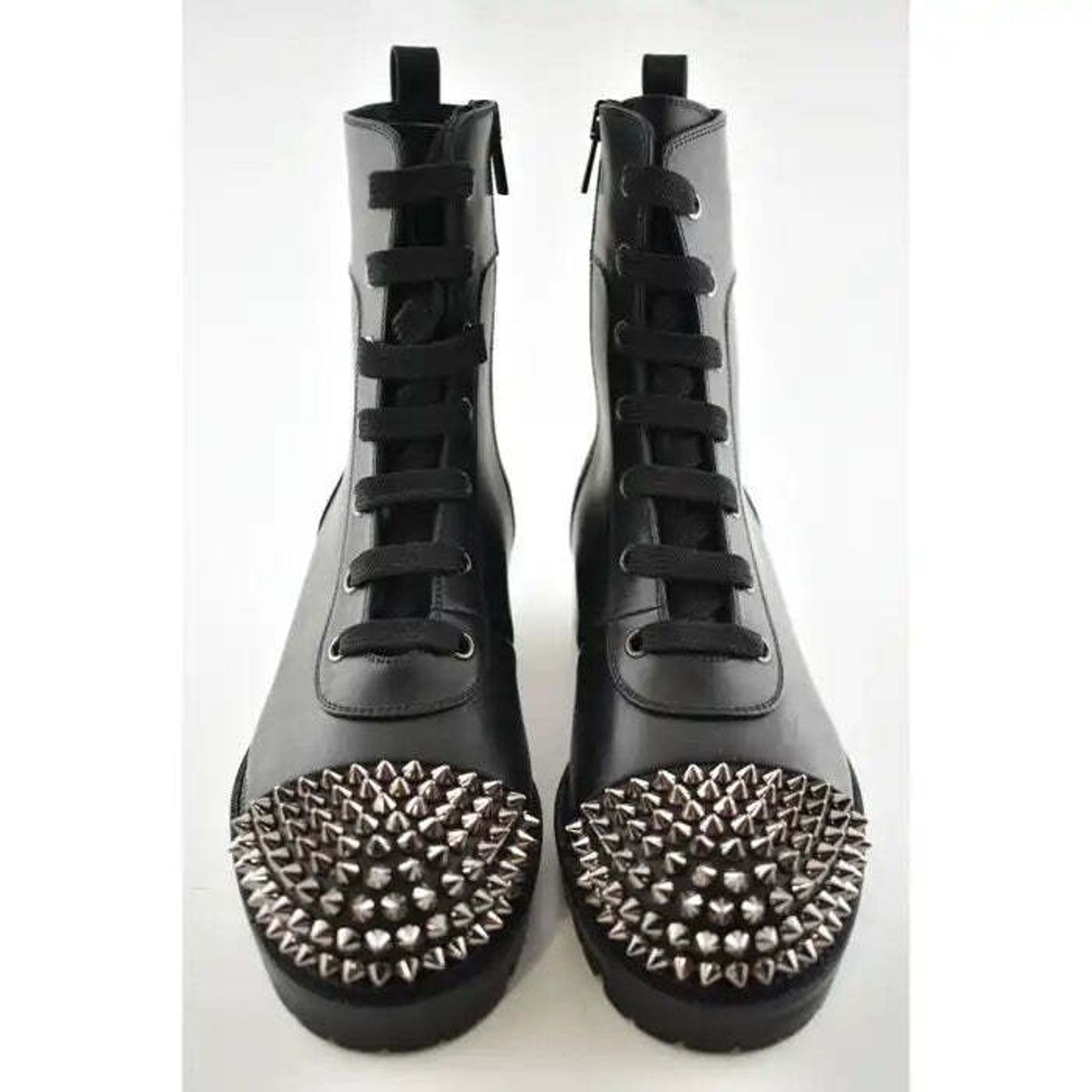 Christian Louboutin Christian Louboutin TS Croc Flat Black Calf Leather Spike Size US 6 / IT 36 - 6 Thumbnail
