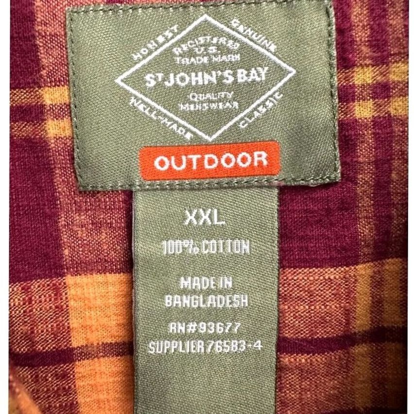 Vintage St. John's Bay Shirt Mens 2XL Red Orange Plaid Button Down Flap Pockets Size US XXL / EU 58 / 5 - 4 Thumbnail
