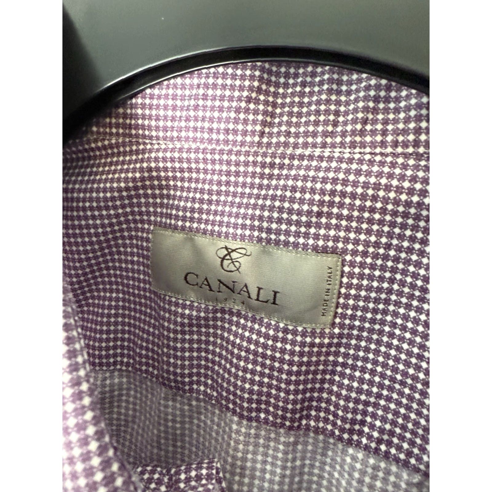 Canali VINTAGE Canali Shirt Mens 41 Purple White Button Front 16 Long Sleeve Italy Size US L / EU 52-54 / 3 - 3 Thumbnail