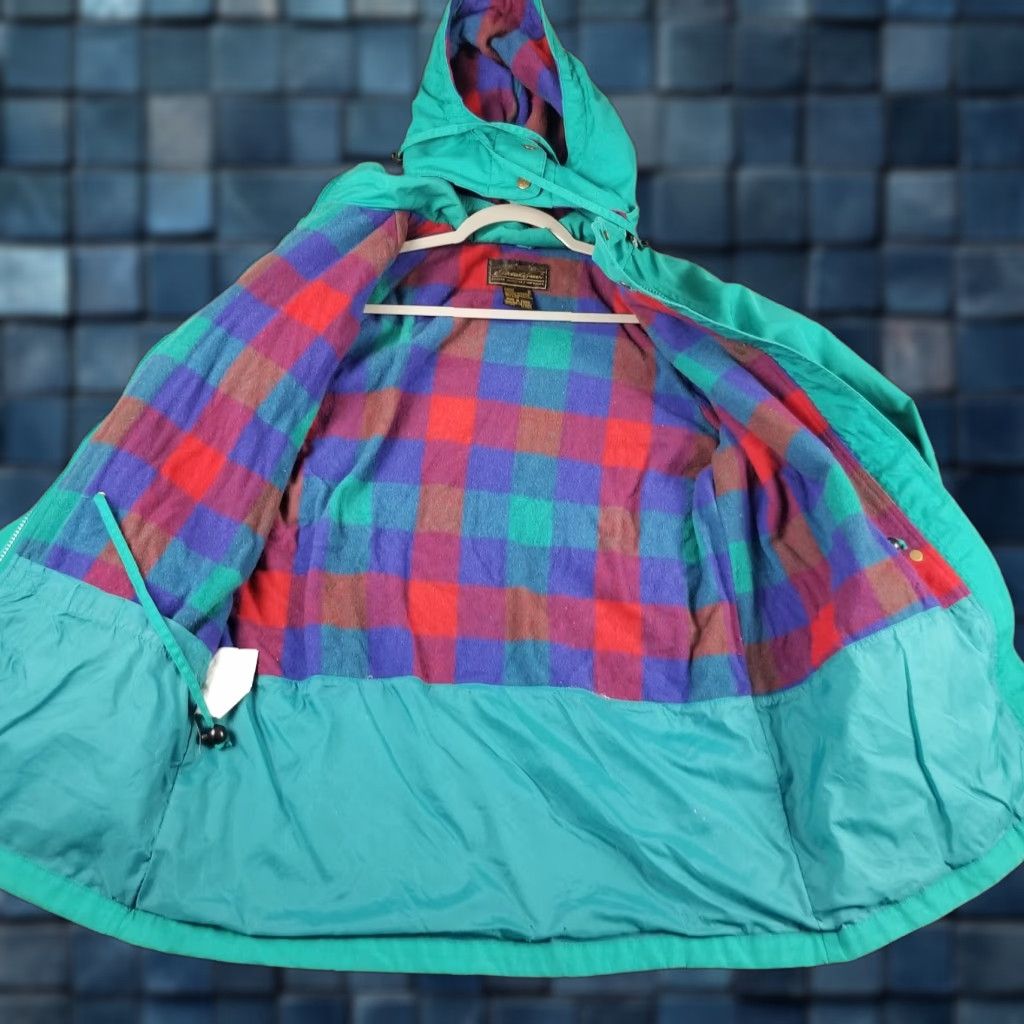 Vintage VINTAGE L.L. Bean Parka Jacket Women Medium Blue Wool Check 80s 90s Hooded Pockets Size M / US 6-8 / IT 42-44 - 1 Thumbnail