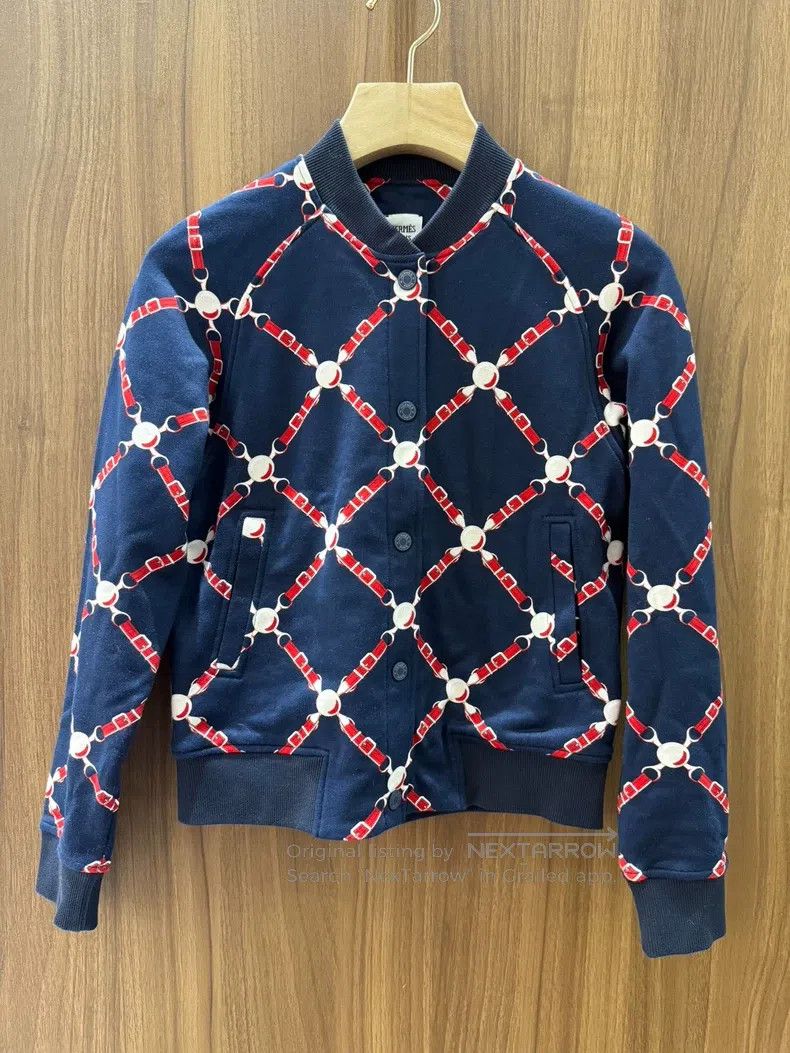 Hermes Hermes Blue chain print jacket Size XXS / US 00 / IT 34 - 1 Thumbnail
