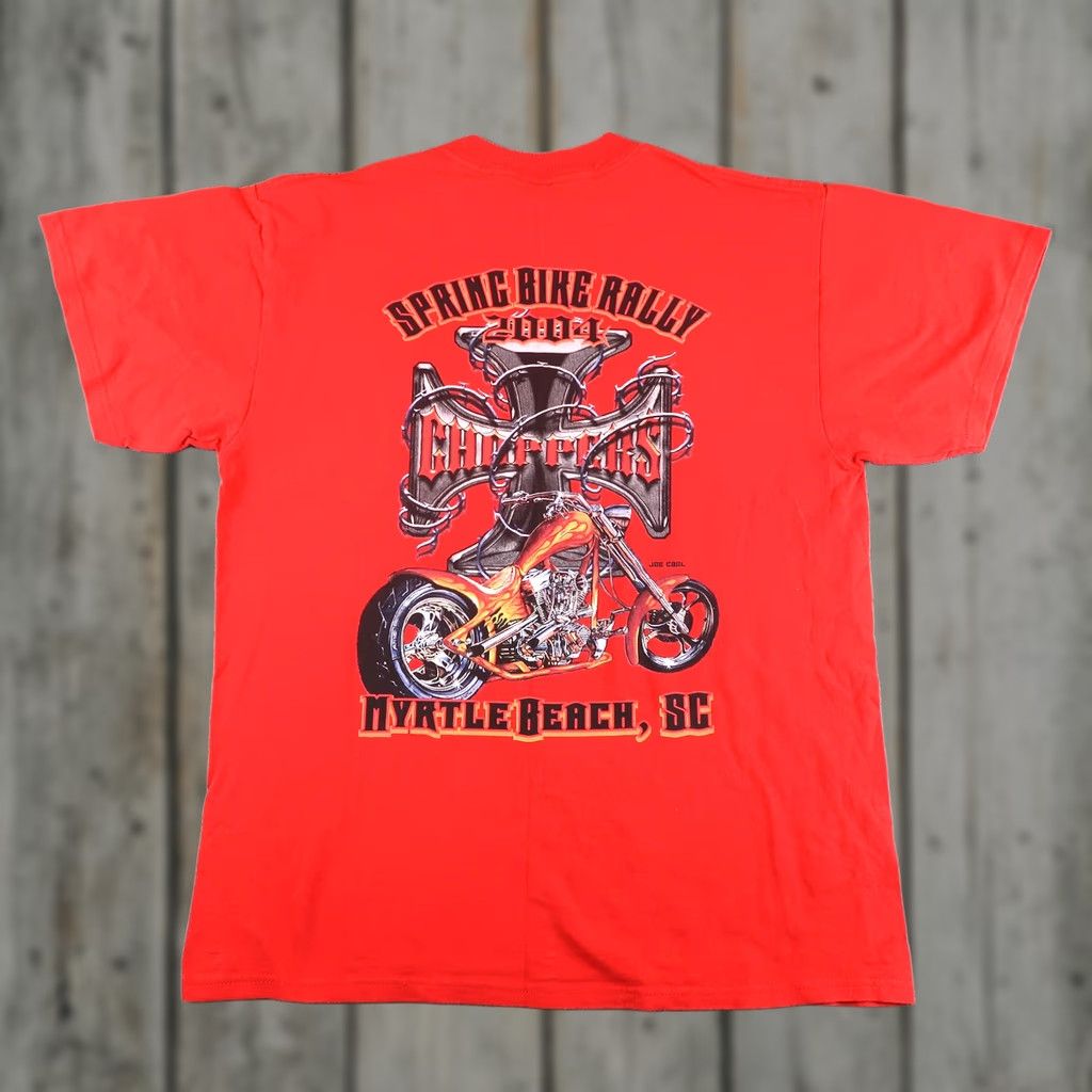 Delta VINTAGE Motorcycle Myrtle Beach Shirt Mens Large 2004 Choppers Delta Red Graphic Print Crew Neck Short Sleeve Vintage Yes Size US L / EU 52-54 / 3 - 1 Thumbnail