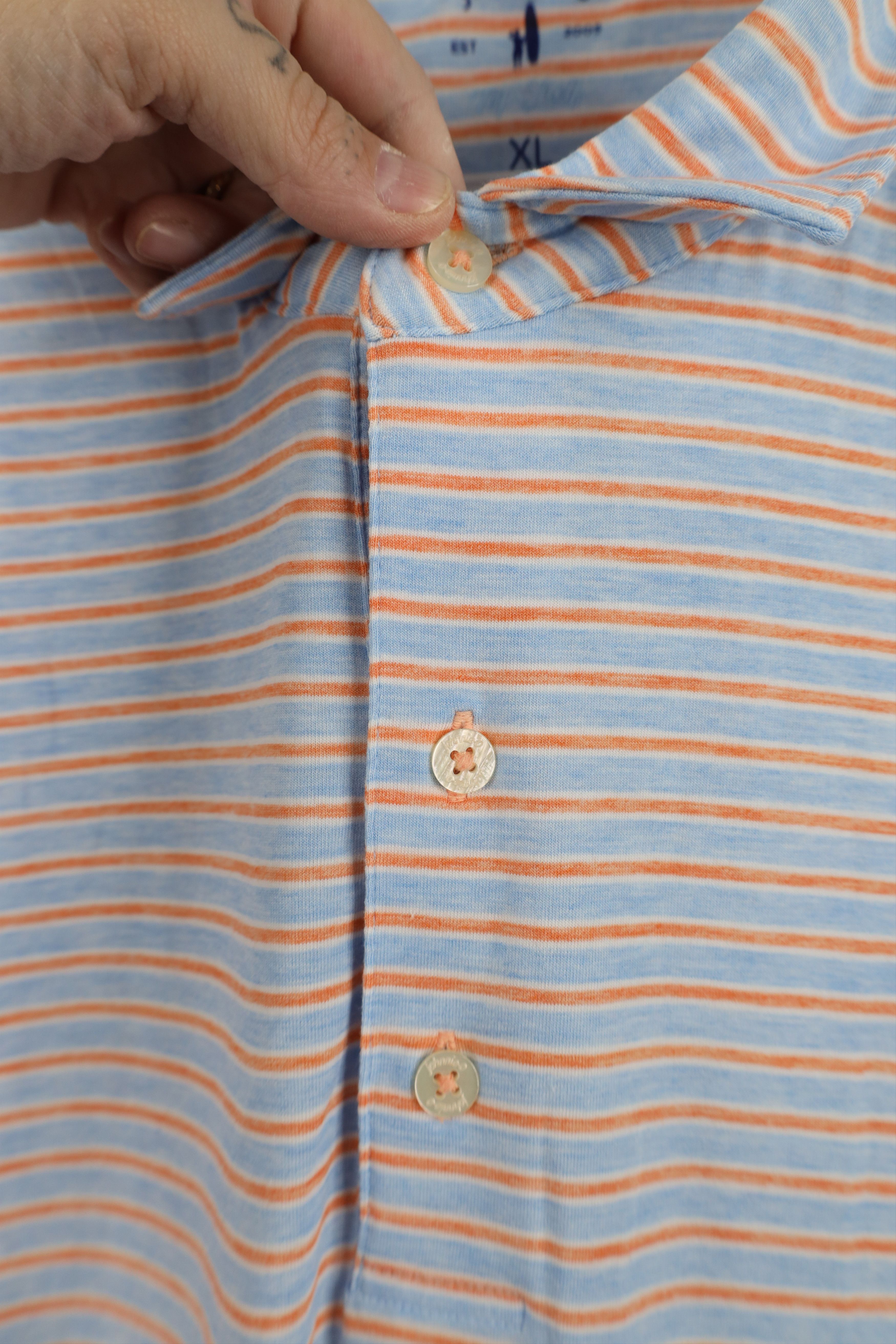 johnnie-O Johnnie O 50 Striped Color Block Collared Golf Polo Shirt Size US XL / EU 56 / 4 - 4 Thumbnail