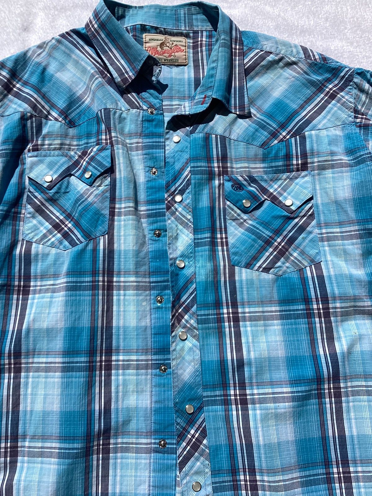 Vintage × Wrangler Vintage 90s Wrangler plaid pearl button up long sleeve shirt Size US XL / EU 56 / 4 - 3 Thumbnail