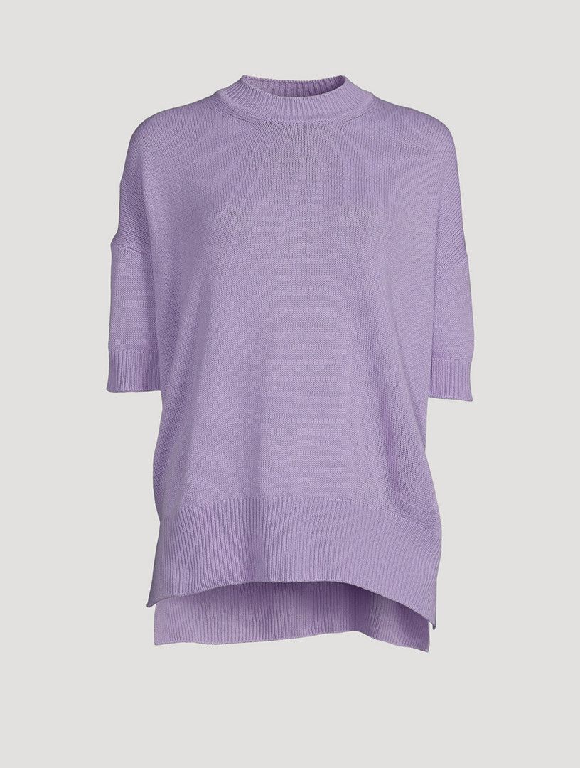 Jil Sander o1y1025 Short Sleeves Cashmere Blend Sweater in Mauve Size S / US 4 / IT 40 - 1 Thumbnail