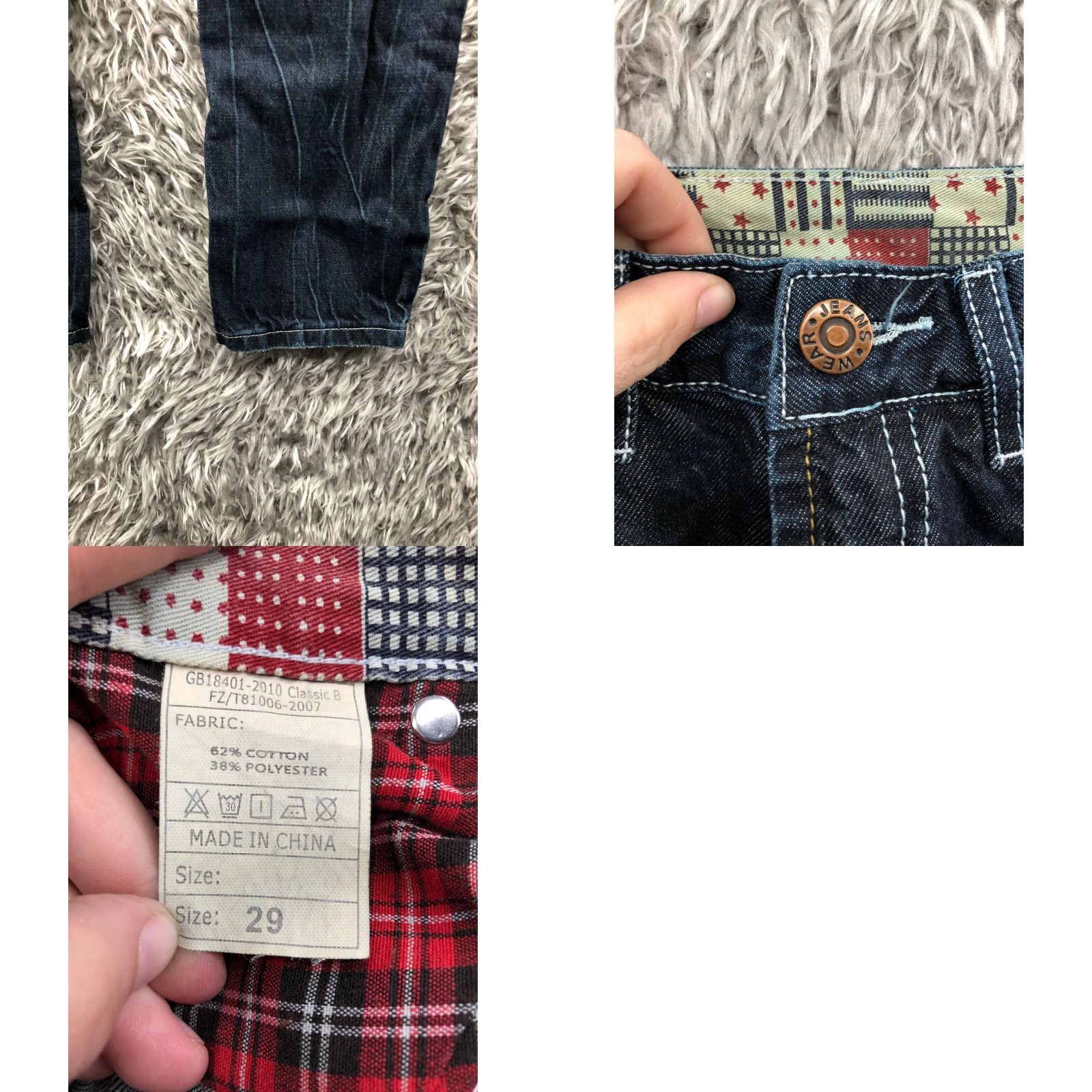 Denime Wear Jeans Mens Slim Straight Leg Dark Wash Blue Denim 29 in Rise Mid 5-Pocket Belt Loops Cotton Blend Jeans Wear Brand XS? Size US 29 - 8 Thumbnail