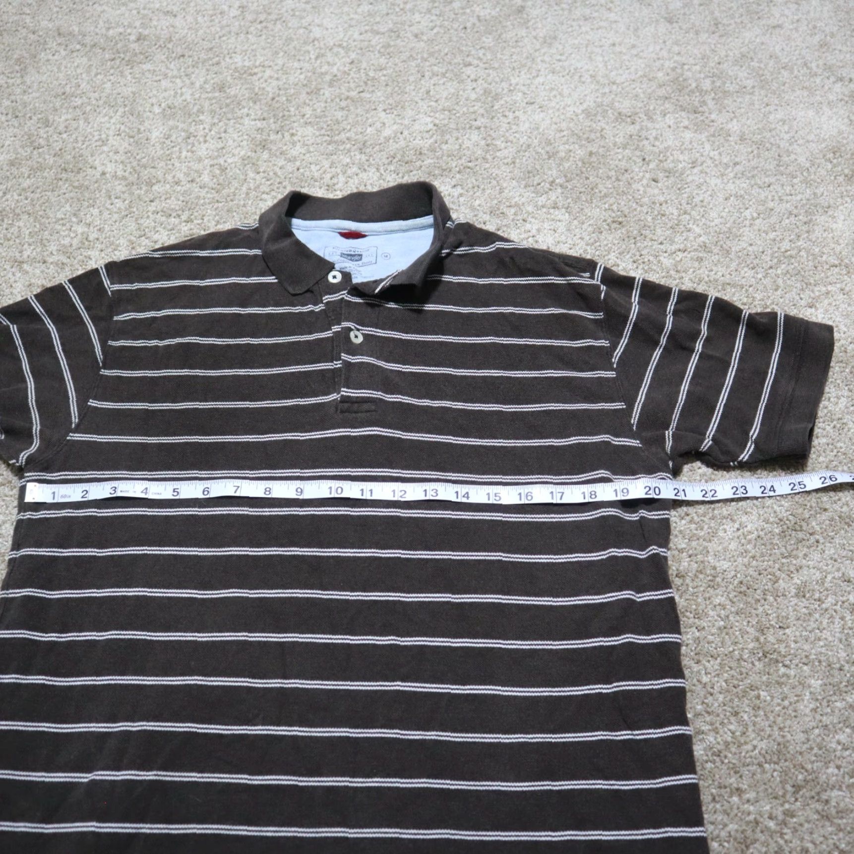 Wrangler Wrangler Polo Shirt Mens Size M 100% Cotton Brown Stripes Short Sleeve Shirt Size US M / EU 48-50 / 2 - 4 Thumbnail
