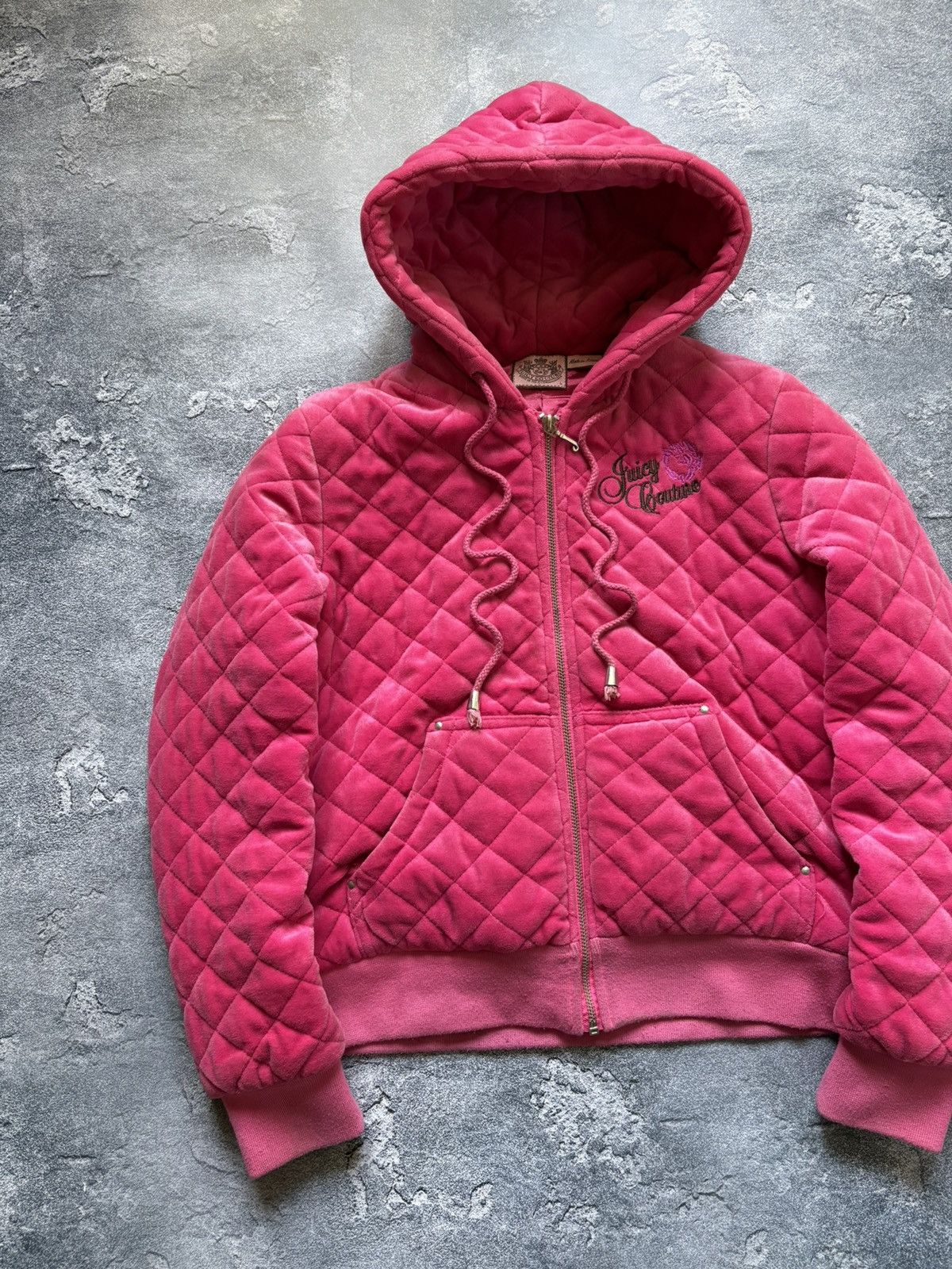 Juicy Couture Vintage Juicy Couture Y2K Big Logo Velour Quilted Jacket Size L / US 10 / IT 46 - 3 Thumbnail