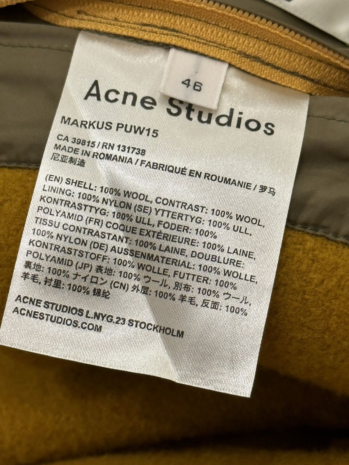 Acne Studios Acne studios Markus PAW15 mustard coat Size US S / EU 44-46 / 1 - 4 Thumbnail