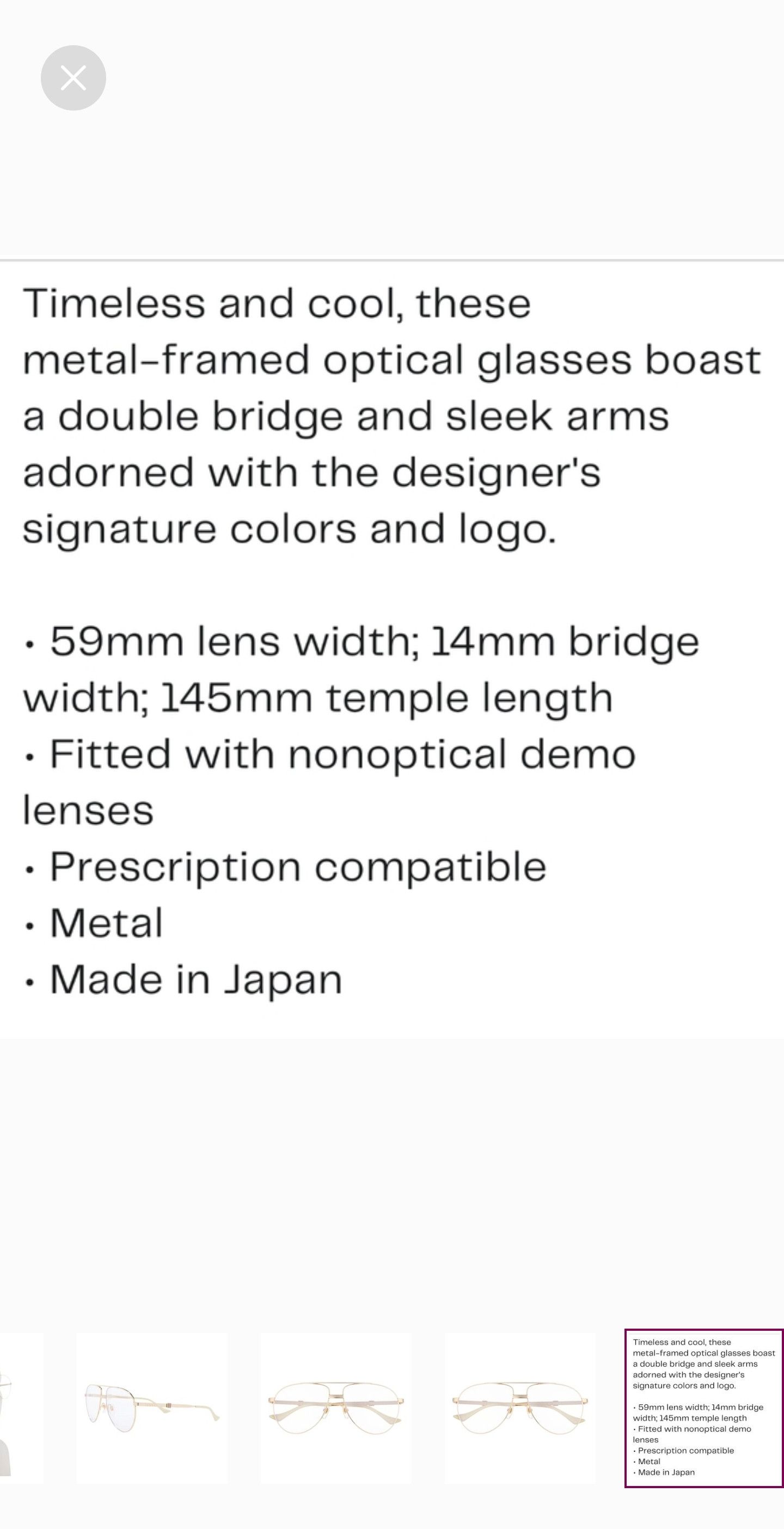 Gucci Gucci Designer Prescribtion Optical Gold-Toned Glasses Japan Size ONE SIZE - 3 Thumbnail