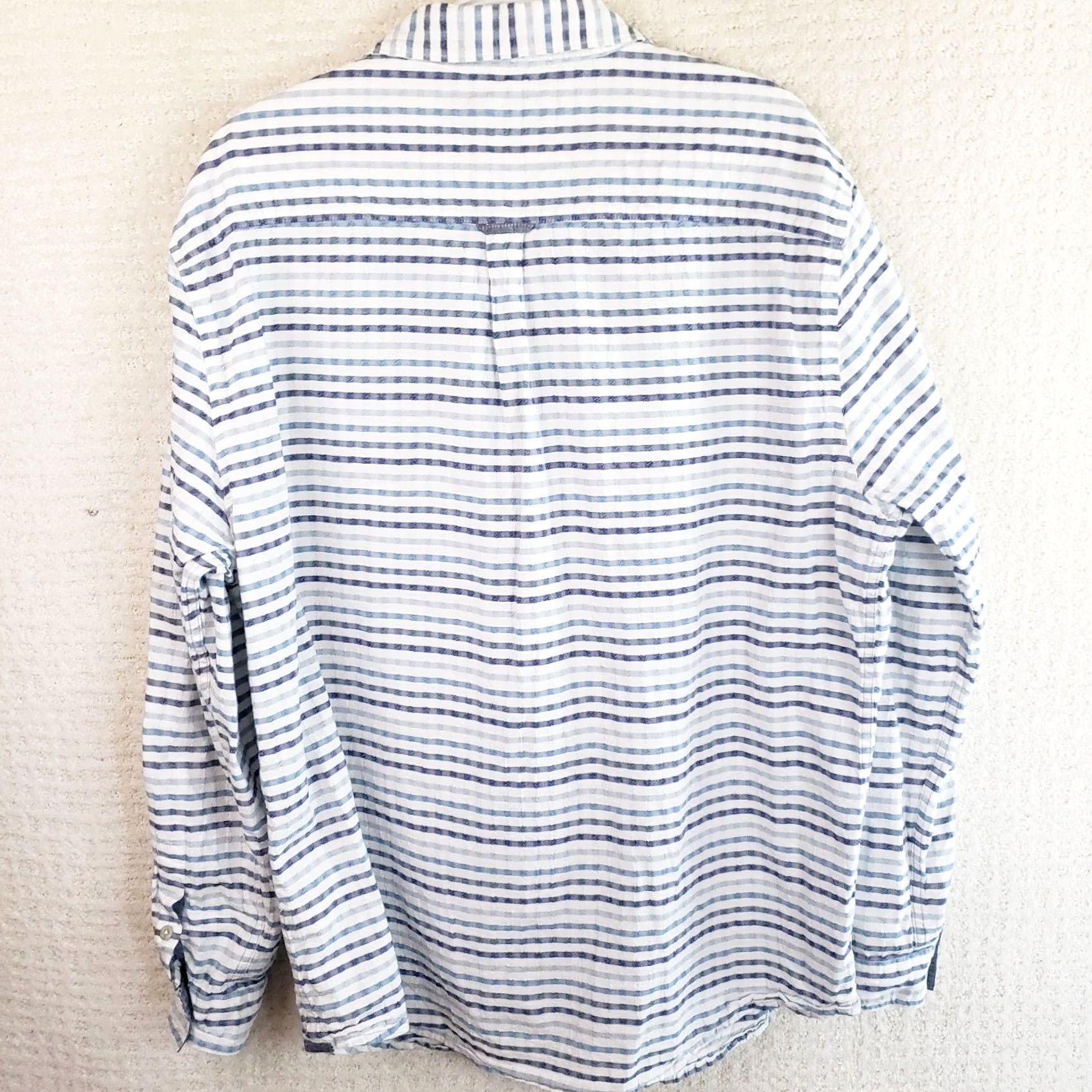 Carbon2Cobalt Carbon 2 Cobalt Shirt Mens XL White Multi-Blue Striped Button Up Long Sleeve Casual Workwear Size US XL / EU 56 / 4 - 5 Thumbnail