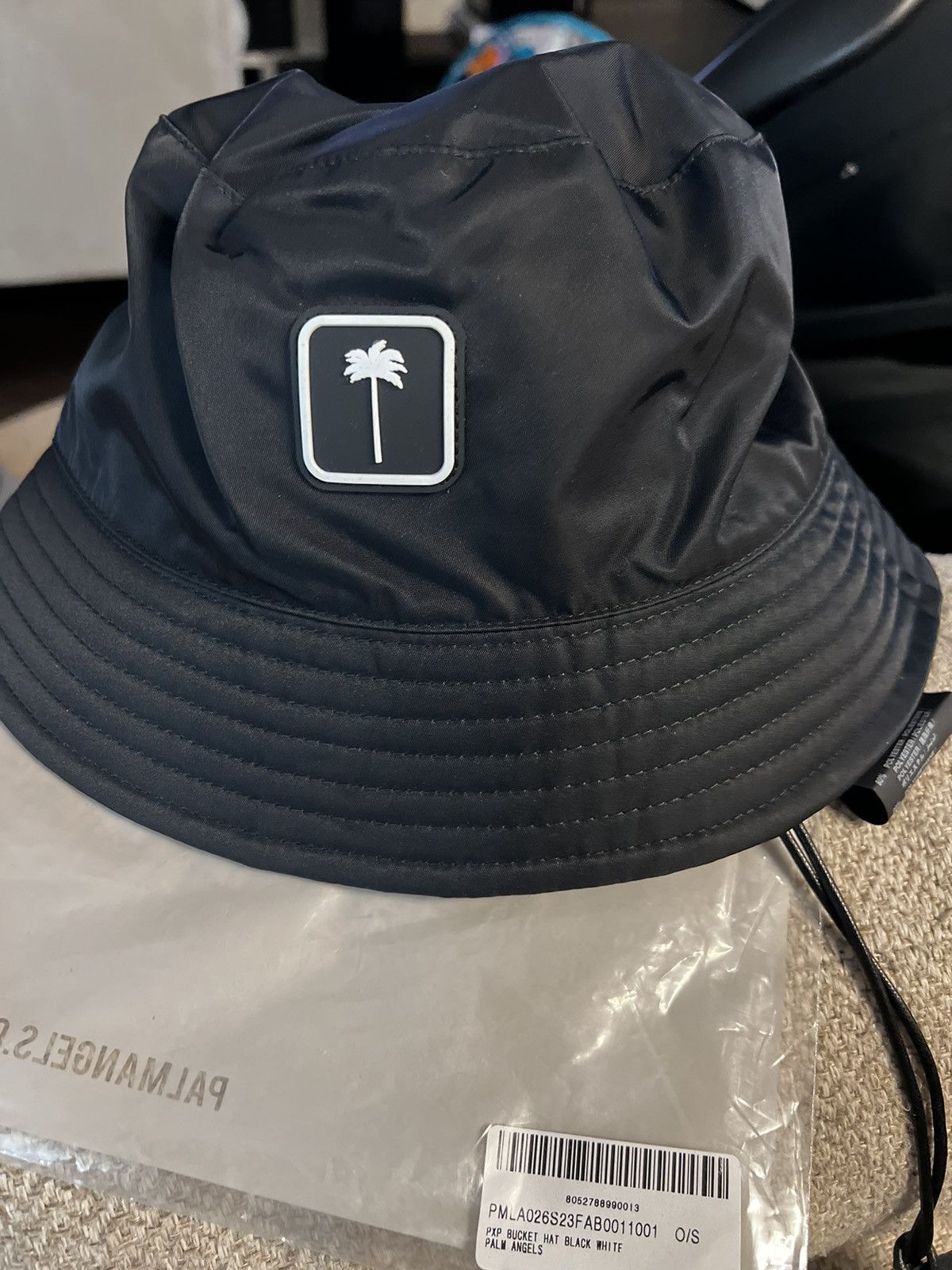 image of Palm Angels Pxp Bucket Hat in Black, Men's