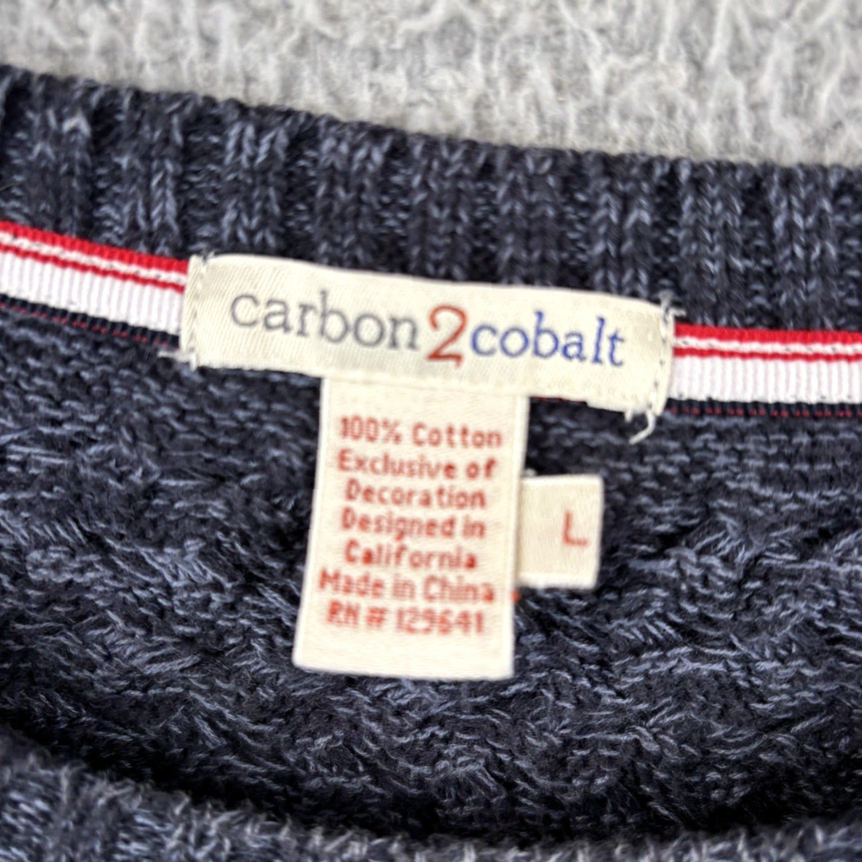 Carbon2Cobalt Carbon 2 Cobalt Sweater Mens Large Blue Crewneck Knit Cotton Pullover Knit Open-Knit All Seasons Classic Outdoor Preppy Man Apparel Size US L / EU 52-54 / 3 - 3 Thumbnail