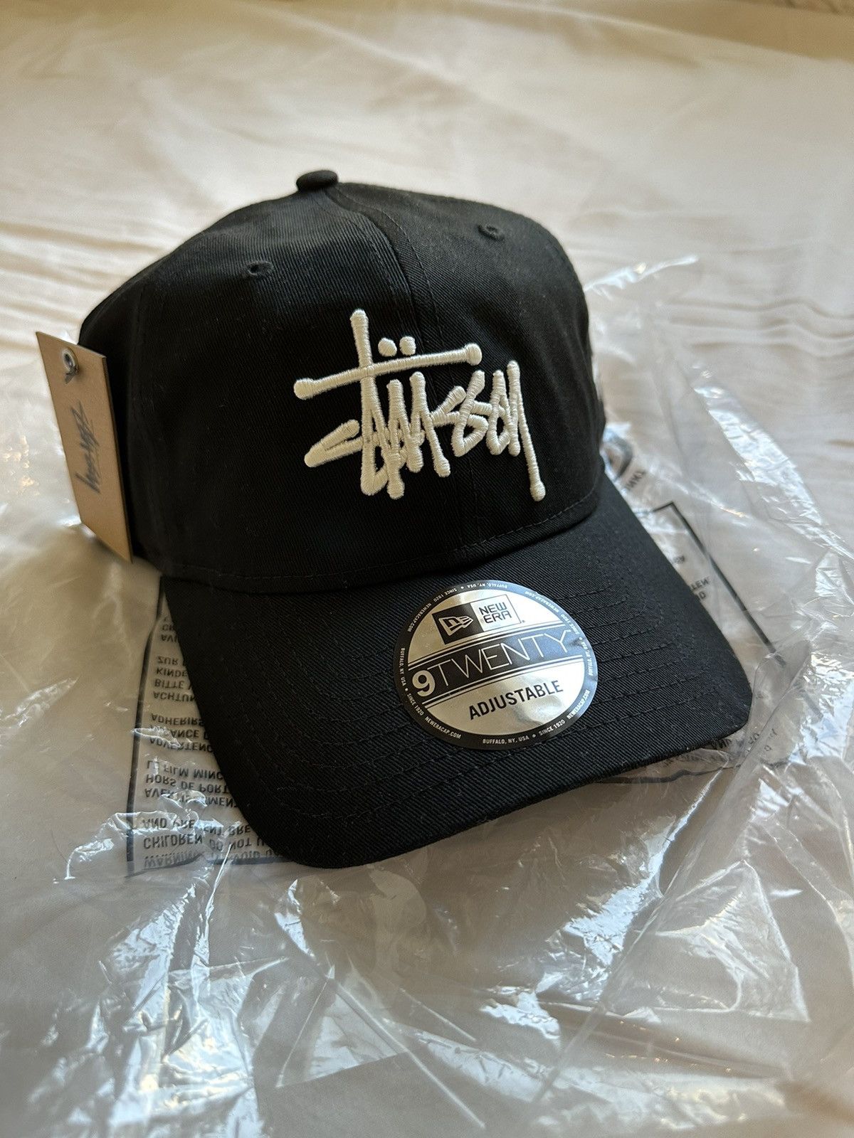 Stussy Stussy New Era 9twenty basic strapback cap hat black | Grailed