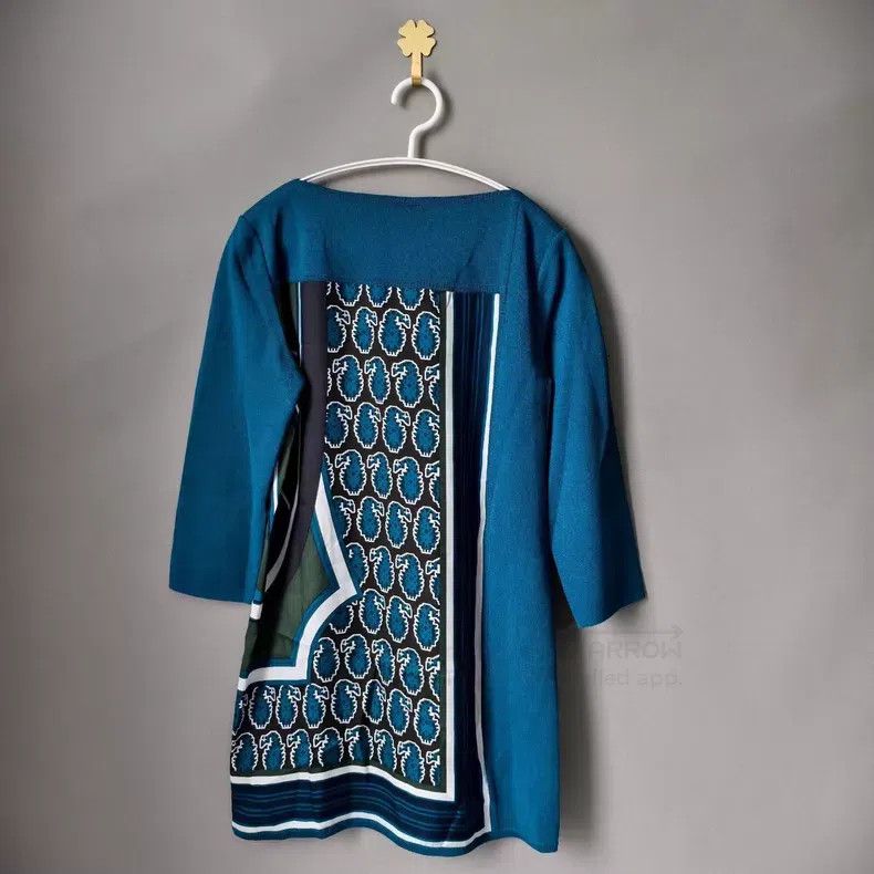 Hermes Hermes Blue Silk Patchwork Dress Size XXS / US 00 / IT 34 - 2 Thumbnail
