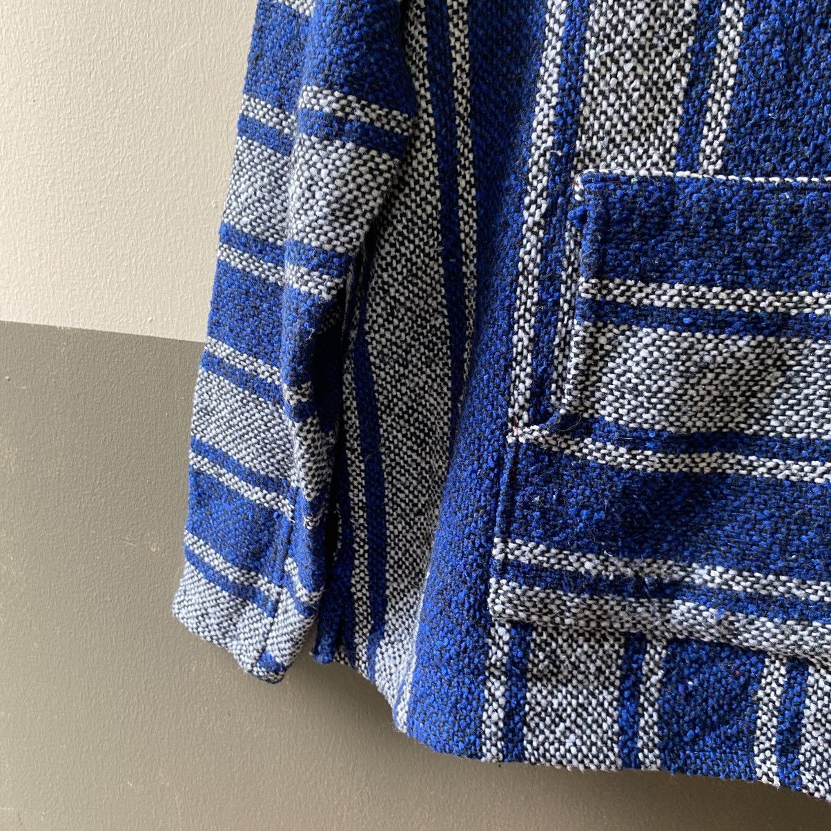 Vintage Blue & Gray Striped Baja Hoodie Pullover Size US M / EU 48-50 / 2 - 7 Thumbnail