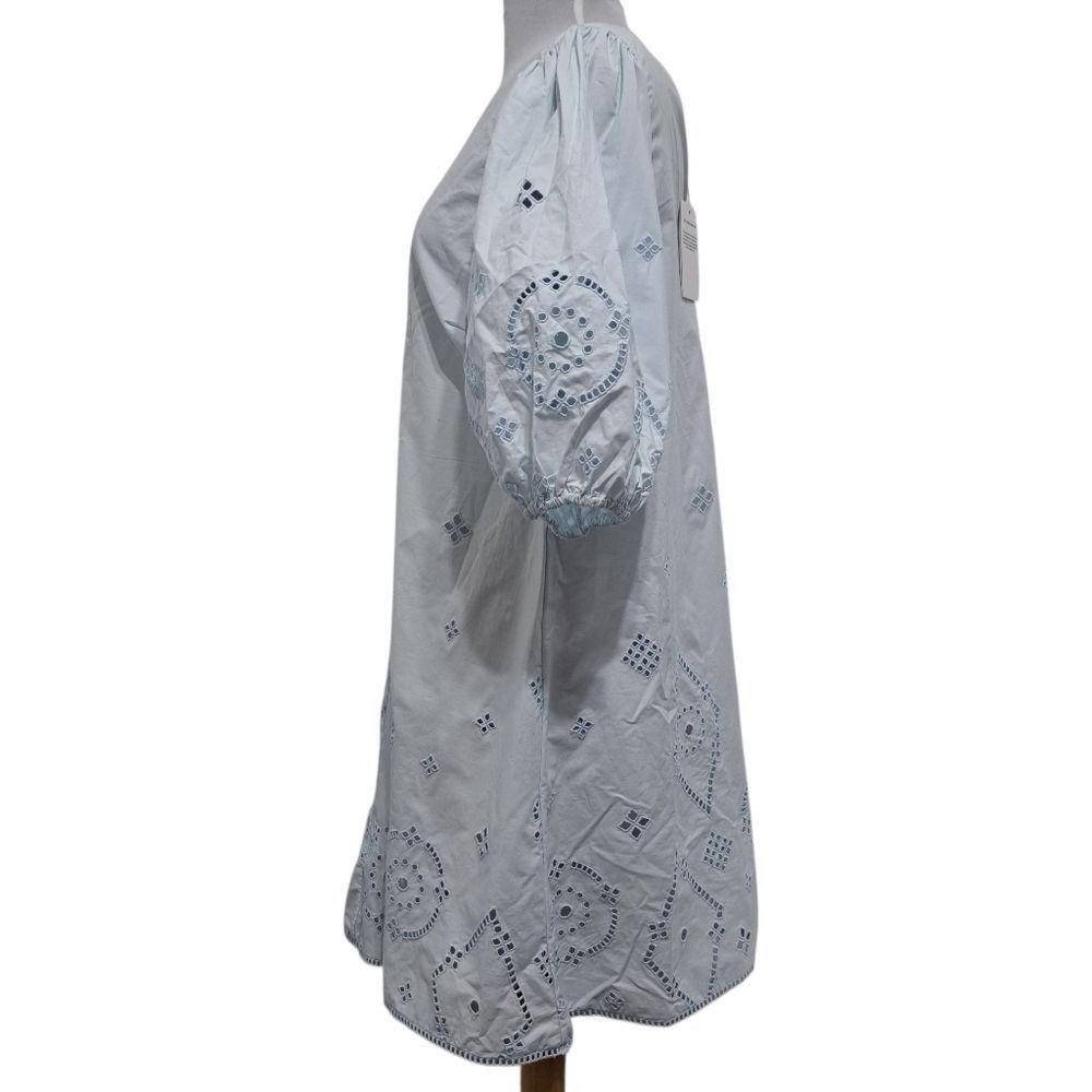 Ganni Ganni Broderie Anglaise Puff Sleeve Organic Cotton Mini Dres Size L / US 10 / IT 46 - 5 Thumbnail