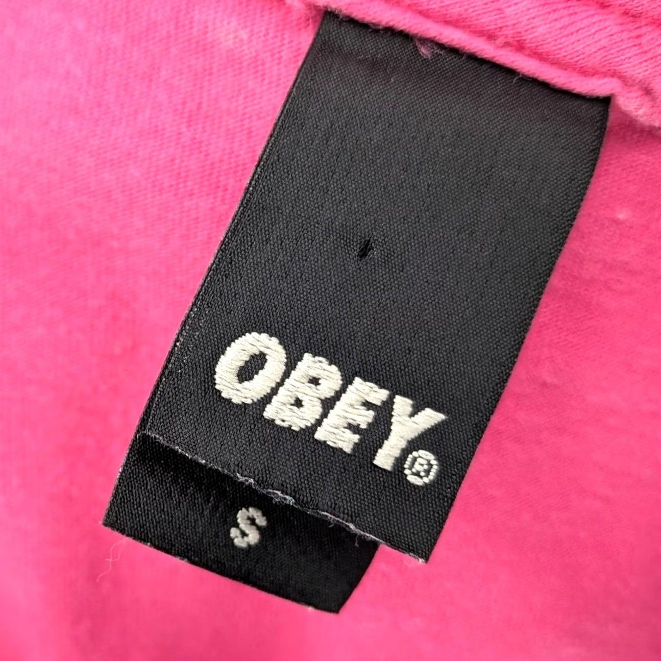 Obey OBEY Pink Logo Print Cotton T-Shirt Streetwear Graphic Tee Womens S Size S / US 4 / IT 40 - 3 Thumbnail