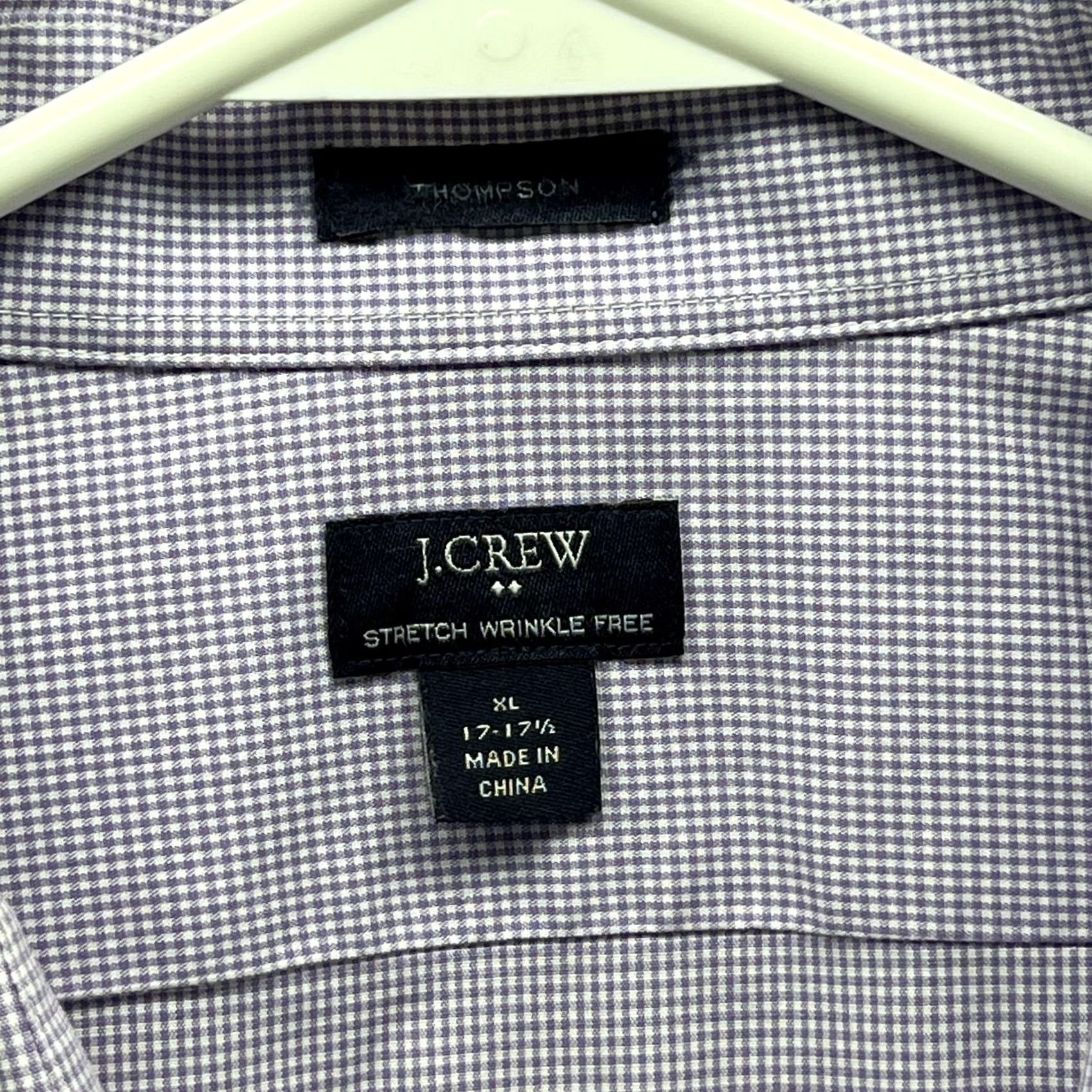 J.Crew J.CREW Dress Shirt Mens XL Purple Gingham Stretch Wrinkle Free Long Sleeve Size 46R - 6 Thumbnail