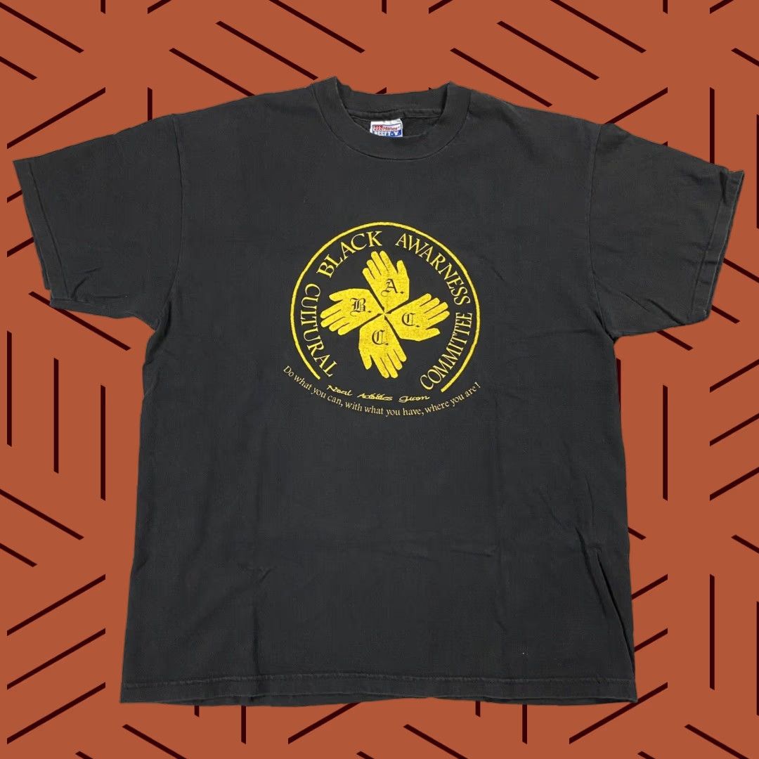 Vintage VINTAGE Hanes Beefy Black Awareness Cultural Committee Shirt 90s Graphic T-Shirt Adult Large Size US L / EU 52-54 / 3 - 1 Thumbnail