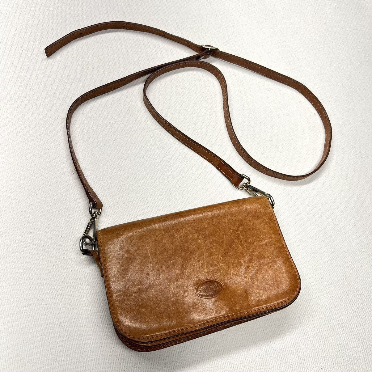 Vera Pelle × Vintage VTG Vera Pelle Leather Bag Brown Crossbody Purse Strap Size ONE SIZE - 1 Thumbnail