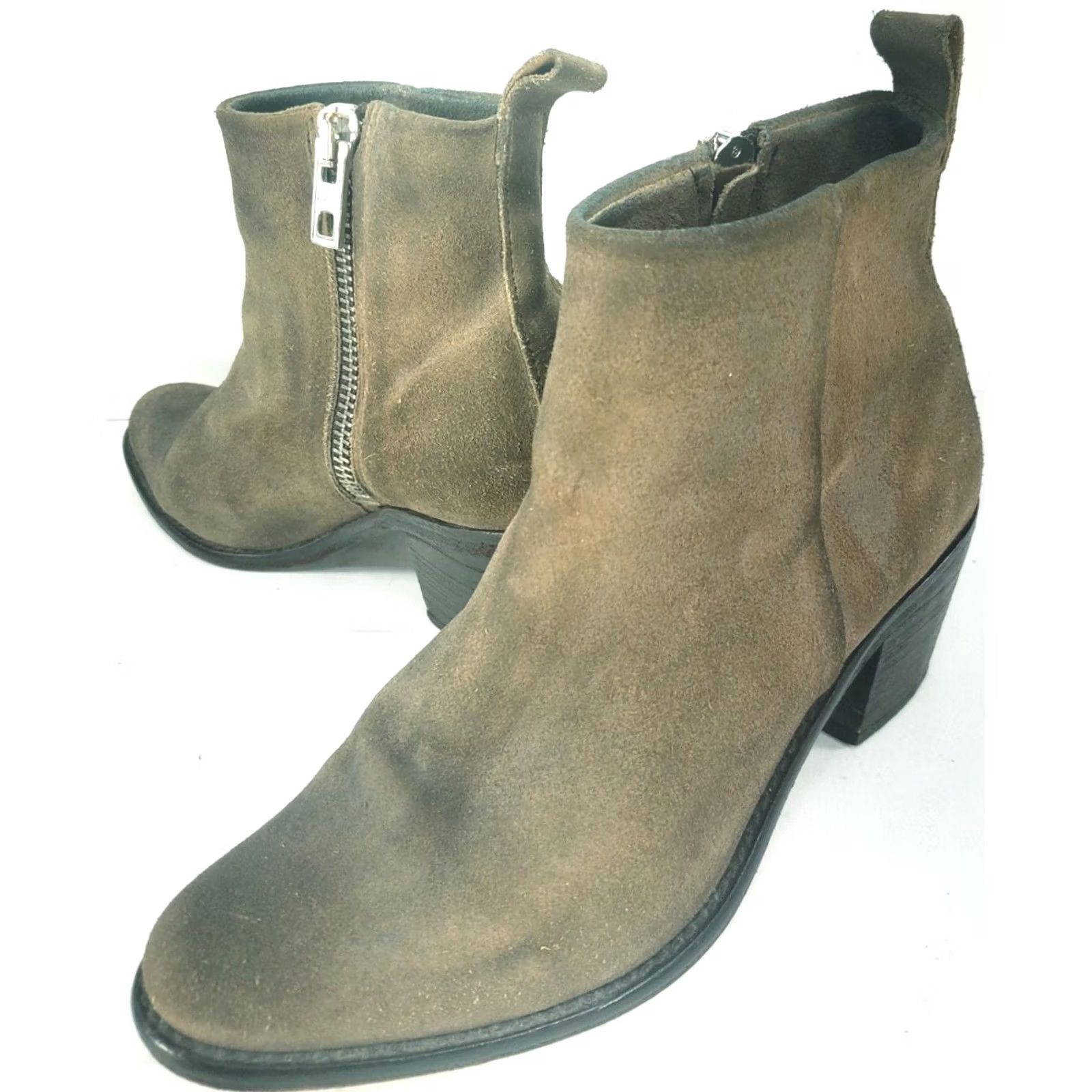 Diesel Diesel Pinky Women 8 39 Taupe Brown Suede Distressed Chelsea Side Zip Ankle Bootie Woman Boots Size US 8 / IT 38 - 2 Thumbnail