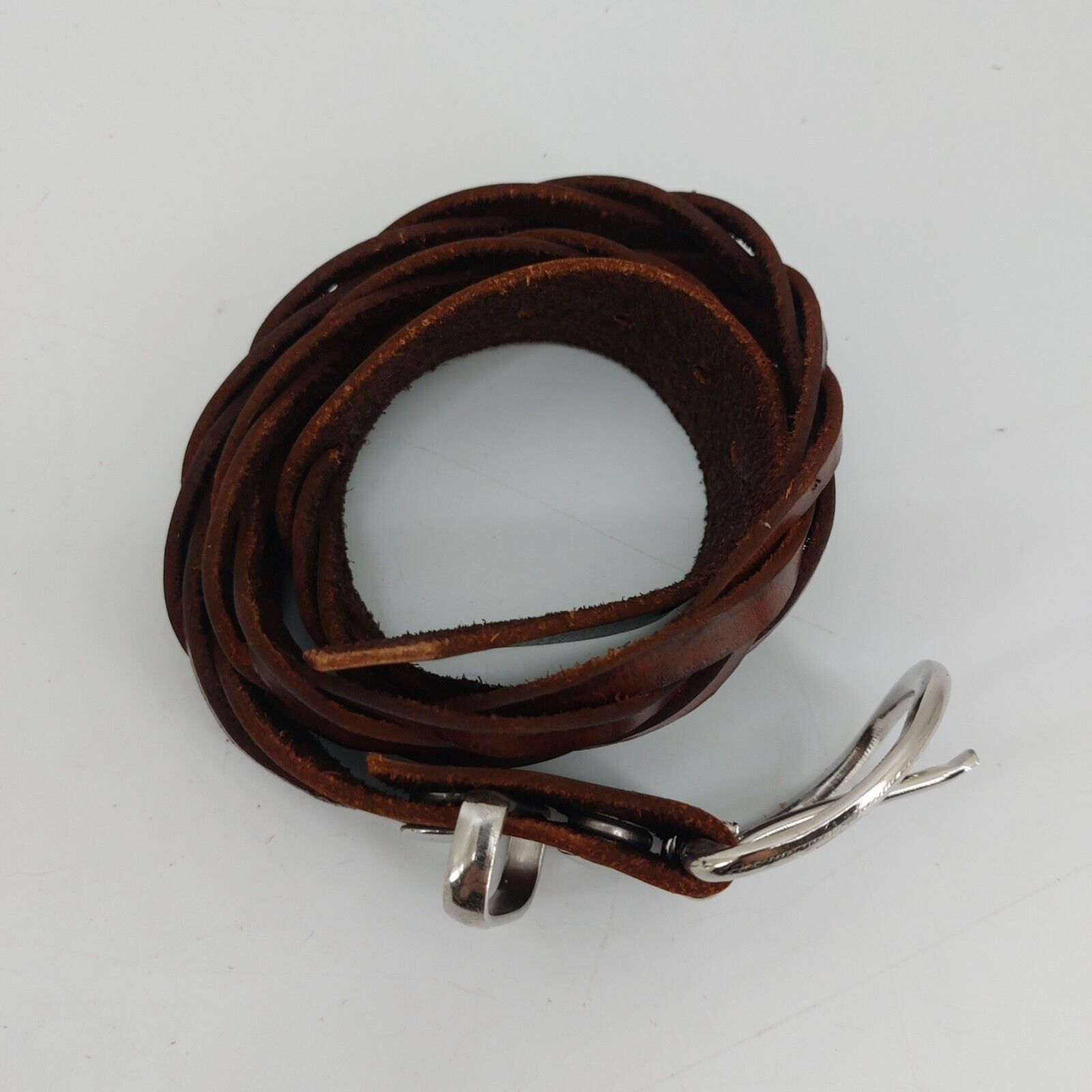 Other Women's Brown Leather Woven Braided Weaved Belt 33 Size ONE SIZE - 3 Thumbnail