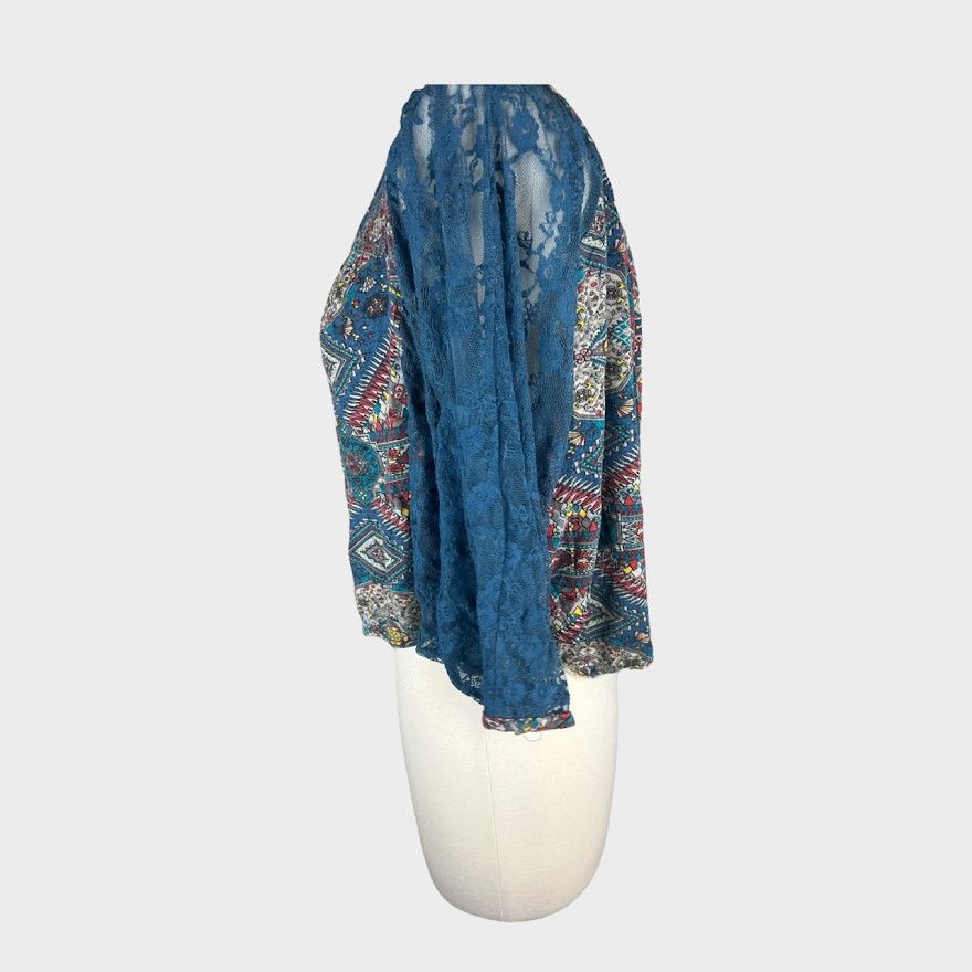 Vintage Love, Fire | Vintage Y2k Boho Dolman Lace Sleeves Top Size S / US 4 / IT 40 - 2 Thumbnail