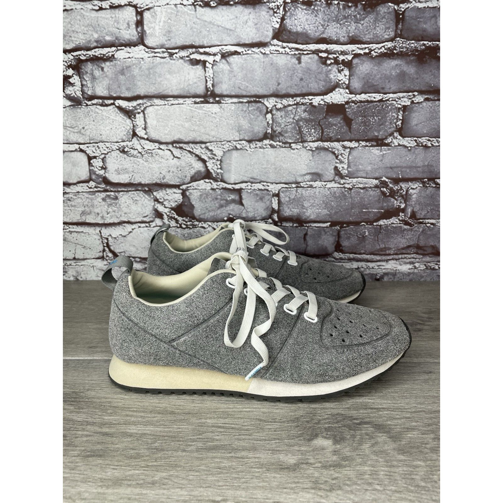 Native Native Monaco Gray Suede White Lace Up Casual Sneakers Shoes Size US 7 / EU 40 - 3 Thumbnail