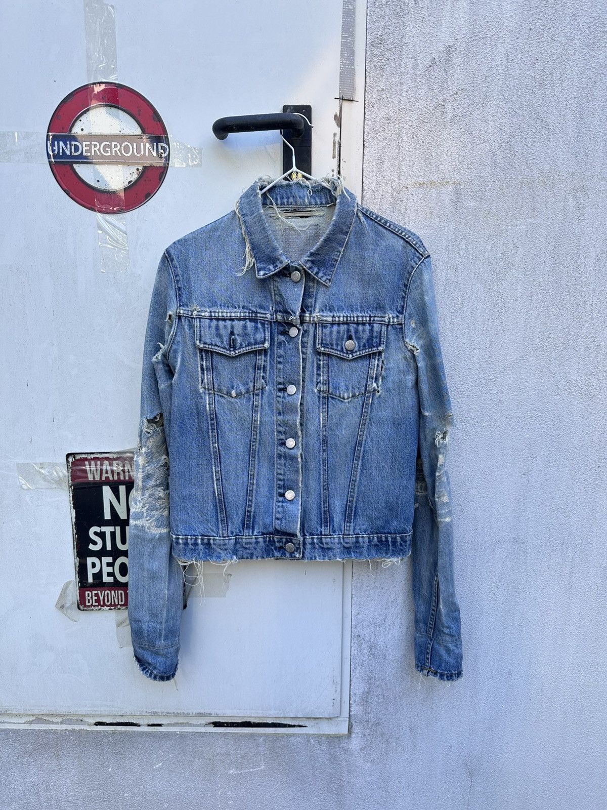 Runway Archive Helmut Lang Distressed Denim Jacket GTR Era