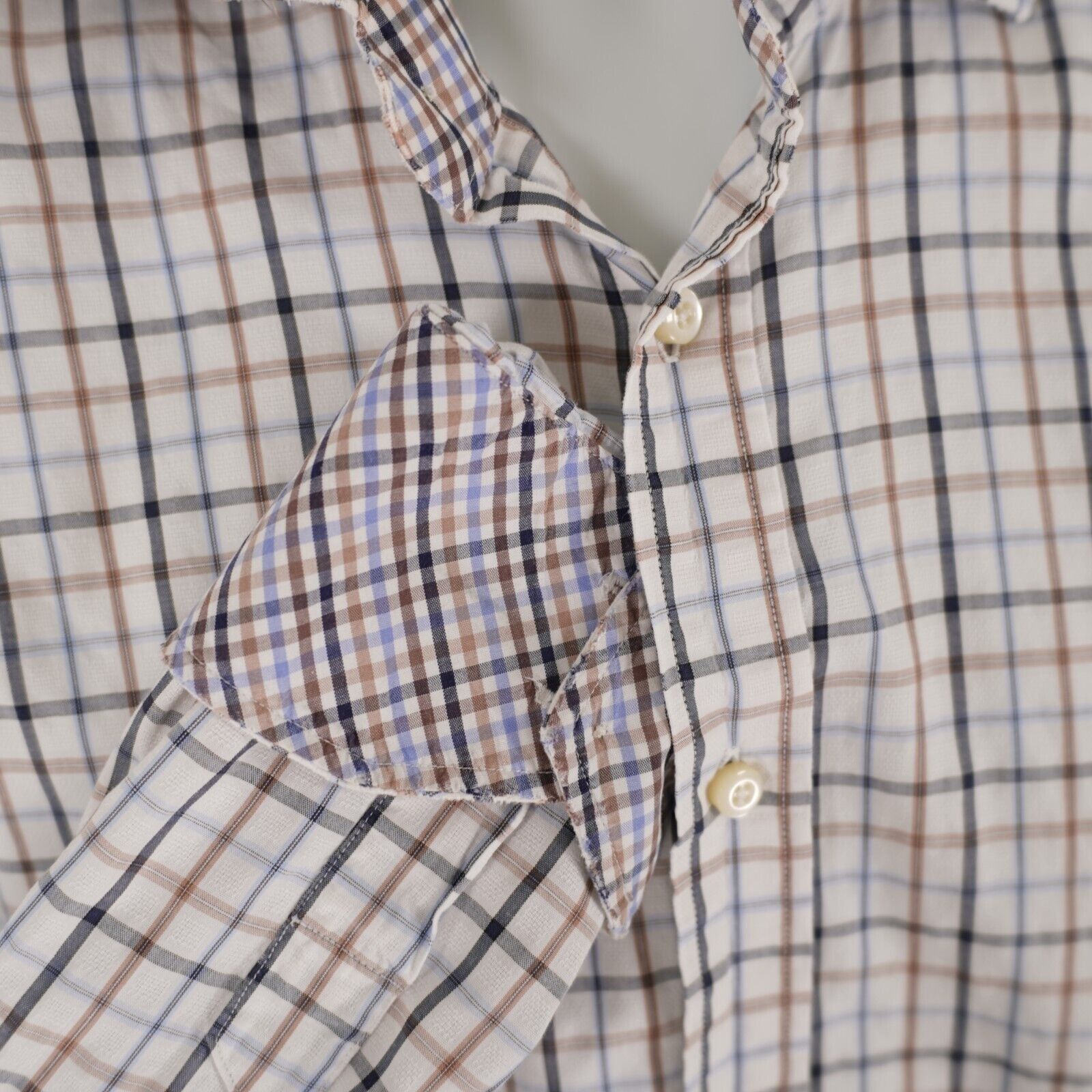 Designer Jack Stone Thomas Dean Large Cream W/ Orange Blue Plaid Flip Size US L / EU 52-54 / 3 - 2 Thumbnail
