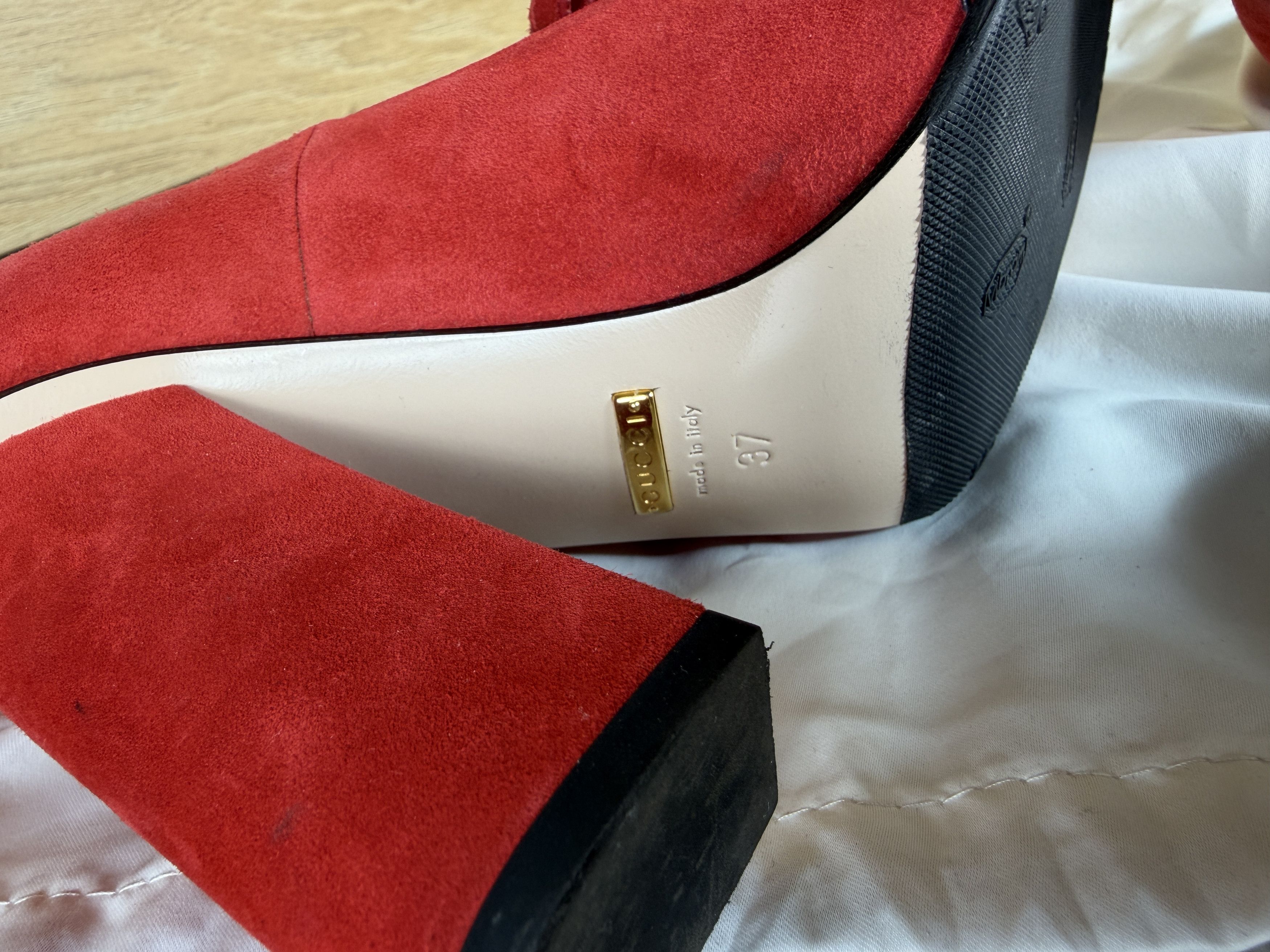 Gucci GUCCI marmont suede higt heel heels pumps red size Size US 7 / IT 37 - 7 Thumbnail