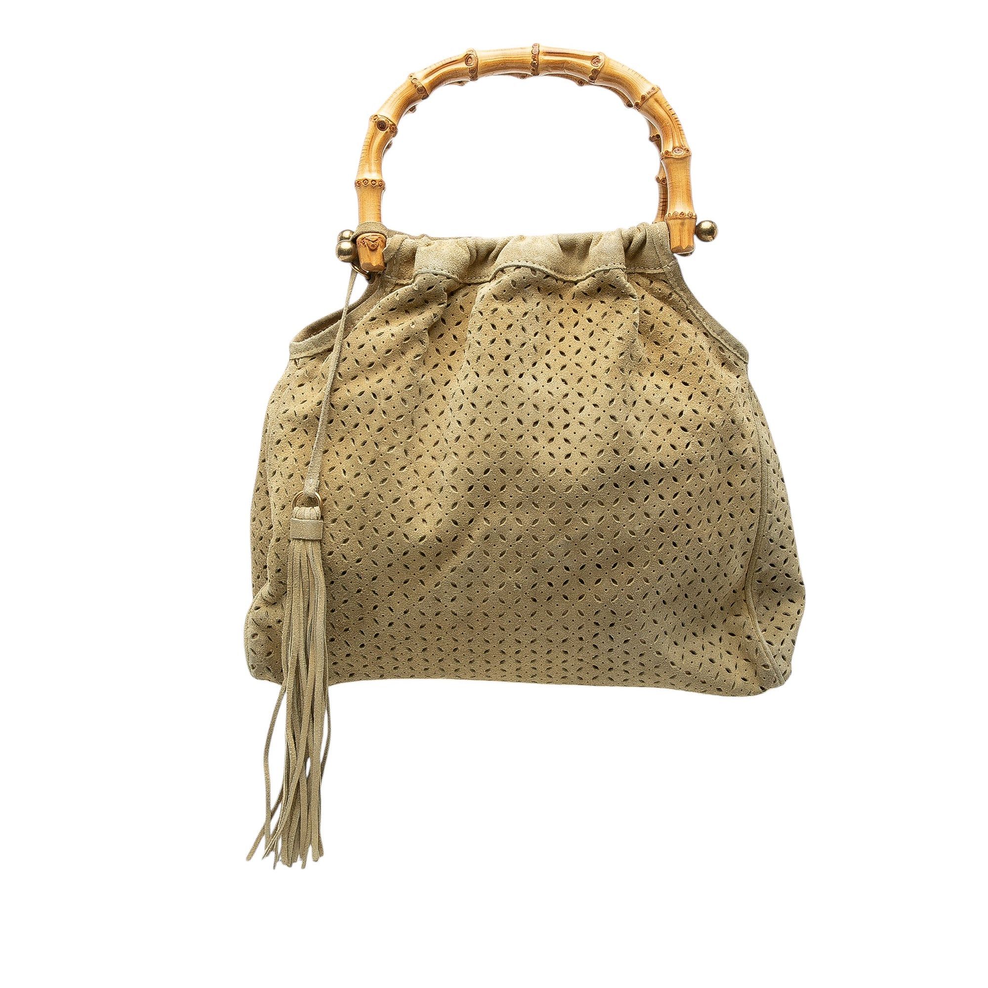 Miu Miu Laser Cut Suede Bamboo Top Handle Bag Size ONE SIZE - 1 Thumbnail