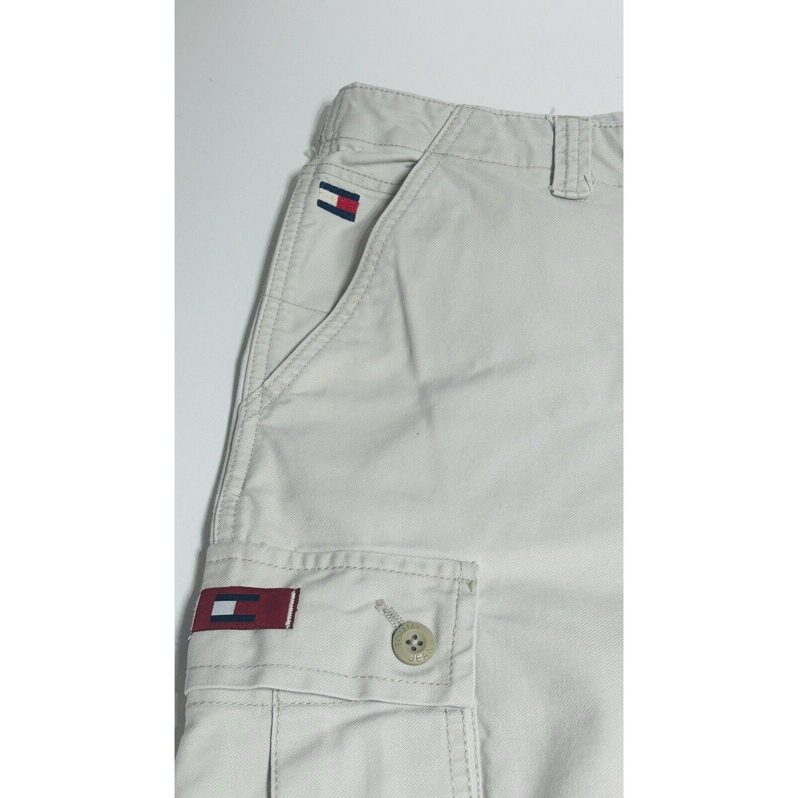 Tommy Hilfiger Vintage Wide Leg Tommy Jeans Mens Cargo Khaki Pants 38 90s Size US 38 / EU 54 - 7 Thumbnail