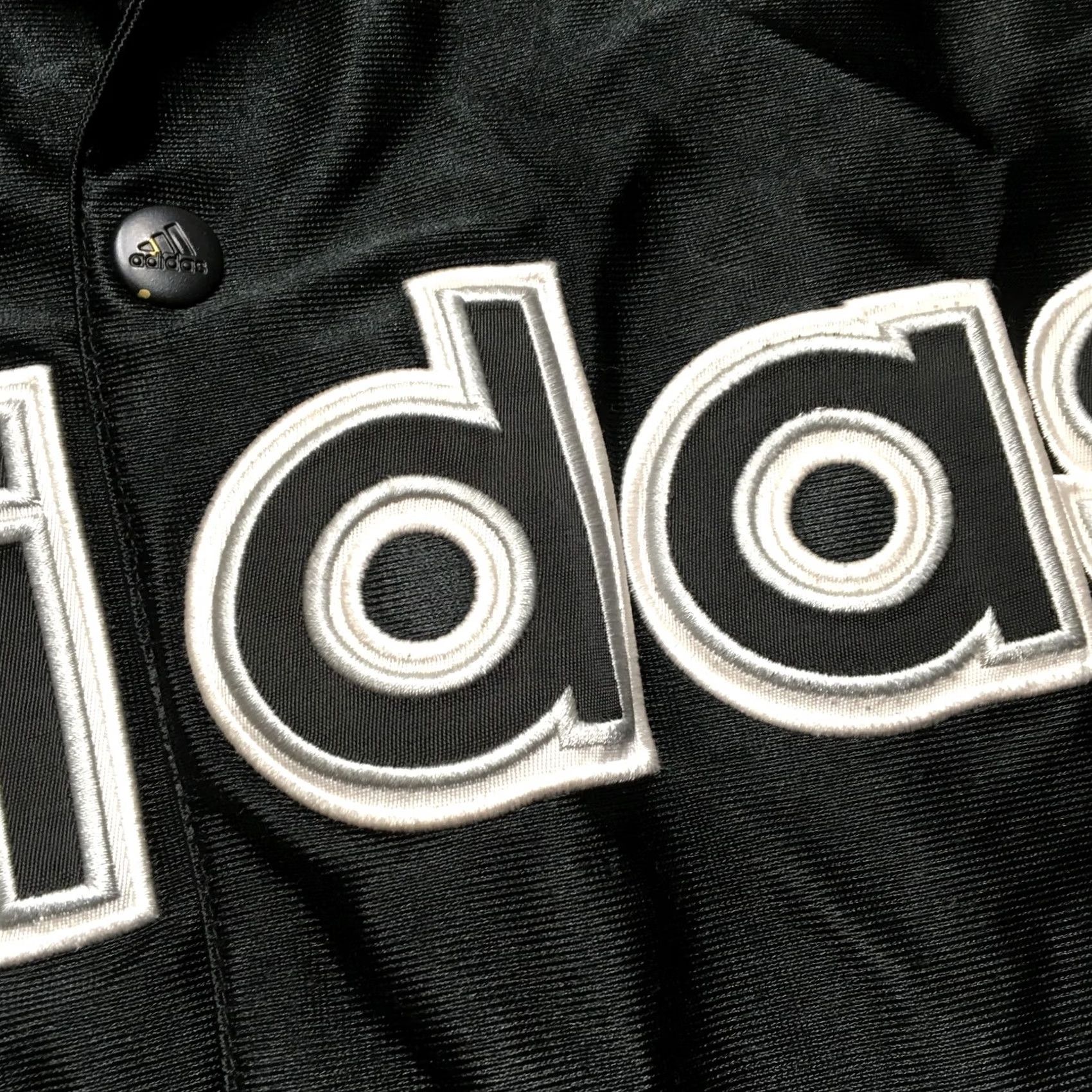 Adidas Vintage Adidas Satin Shooting Shirt Mens 2XL Black Spellout Snap Basketball Y2k Size US XXL / EU 58 / 5 - 3 Thumbnail