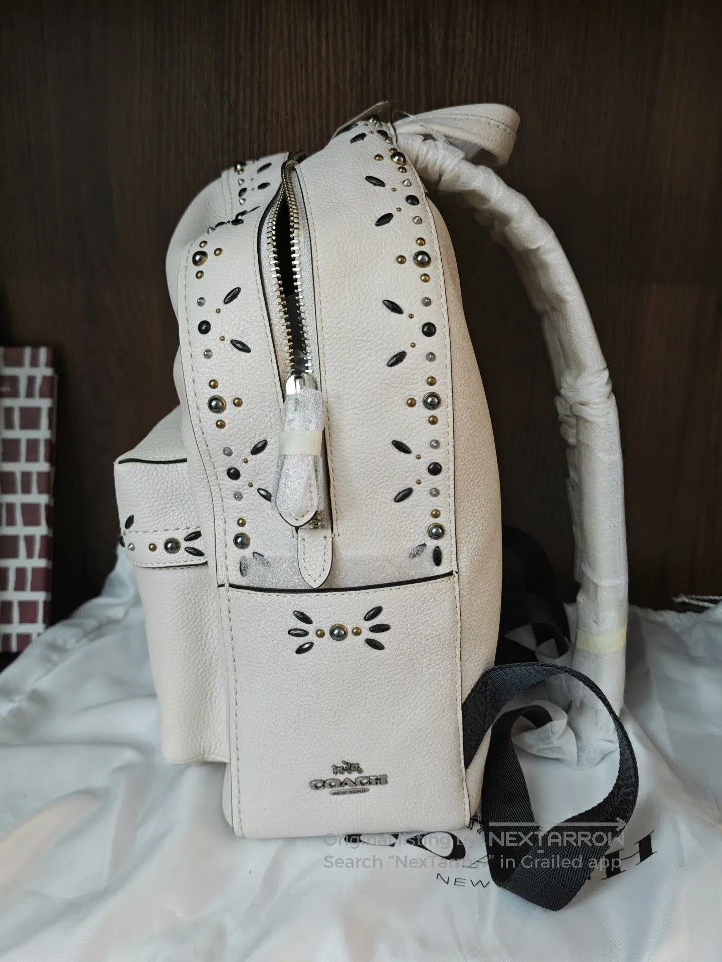 Coach Coach Studded Leather Beige Large Backpack. Size ONE SIZE - 5 Thumbnail