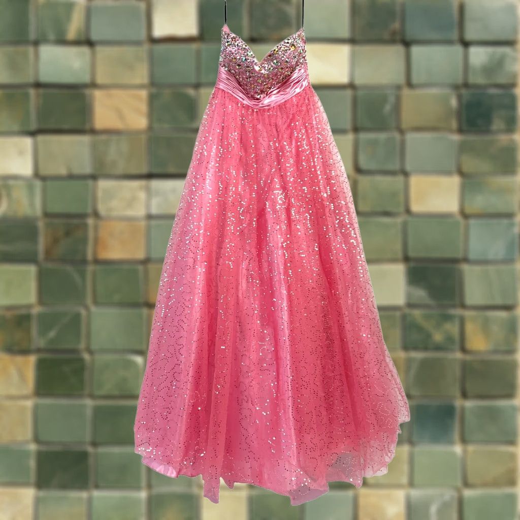 Vintage LA Merchandises Pink Sequin Full Skirt Long Formal Prom Dress Size Large Shirt? Size ONE SIZE - 1 Thumbnail