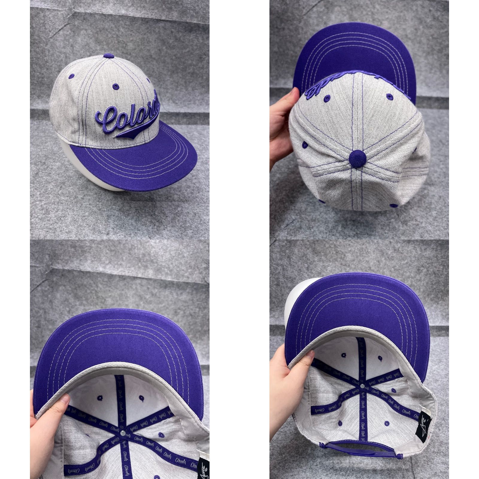 Vintage Aksels Hat Cap Snap Back Adult One Size Gray Purple Acrylic Wool Blend Baseball Cap Men Size ONE SIZE - 8 Thumbnail