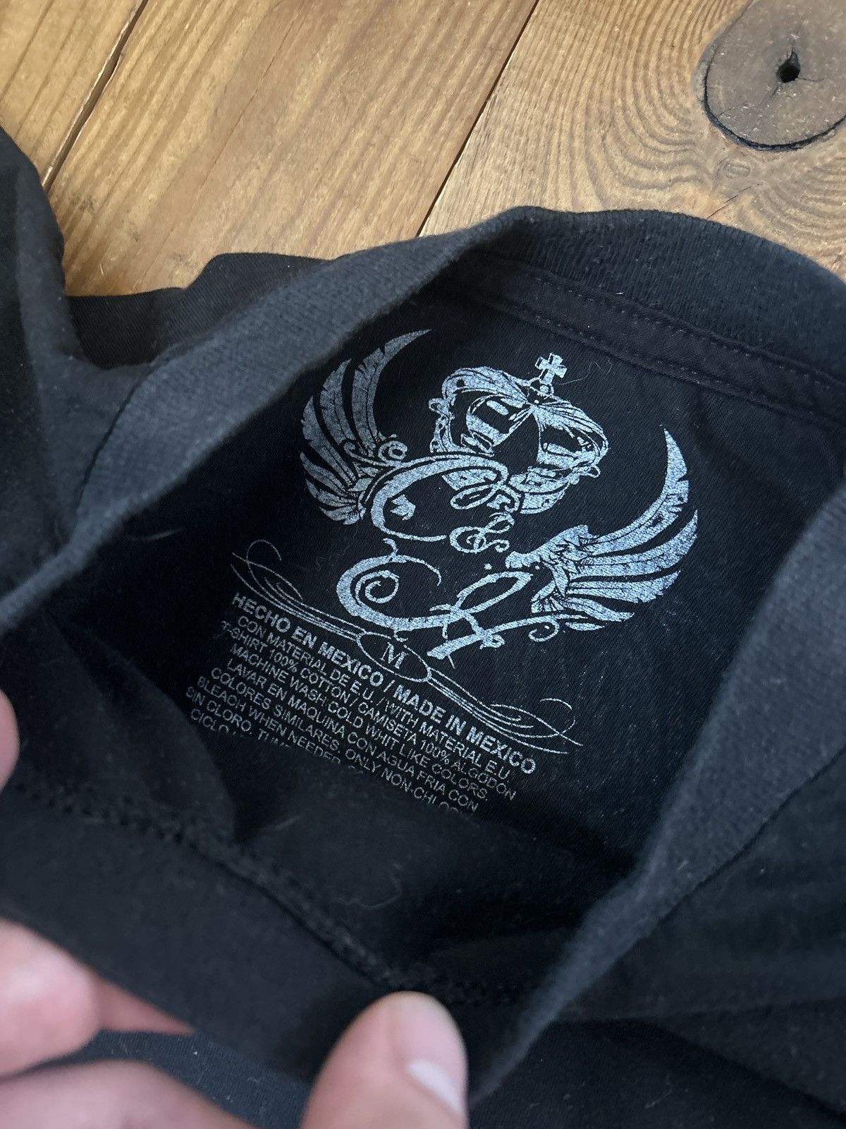 Affliction × Vintage Crazy Vintage Y2K Weed Skeleton Spanish Mota Black Tee Shirt Size US M / EU 48-50 / 2 - 3 Thumbnail
